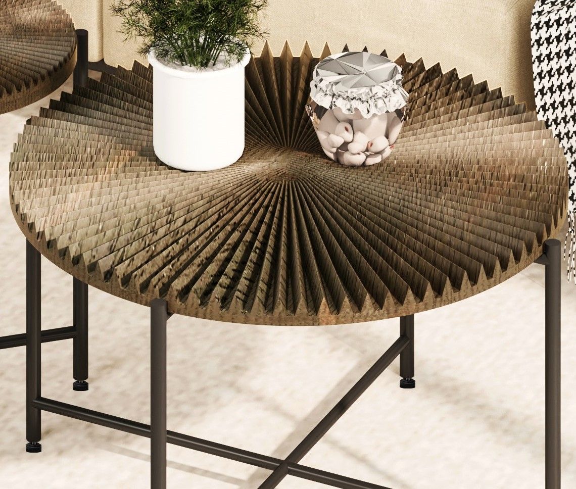 Radial - Pattern Coffee And End Table Set Waterproof Cover, Distressed Cylindrical Design (Set of 2) - Image 7