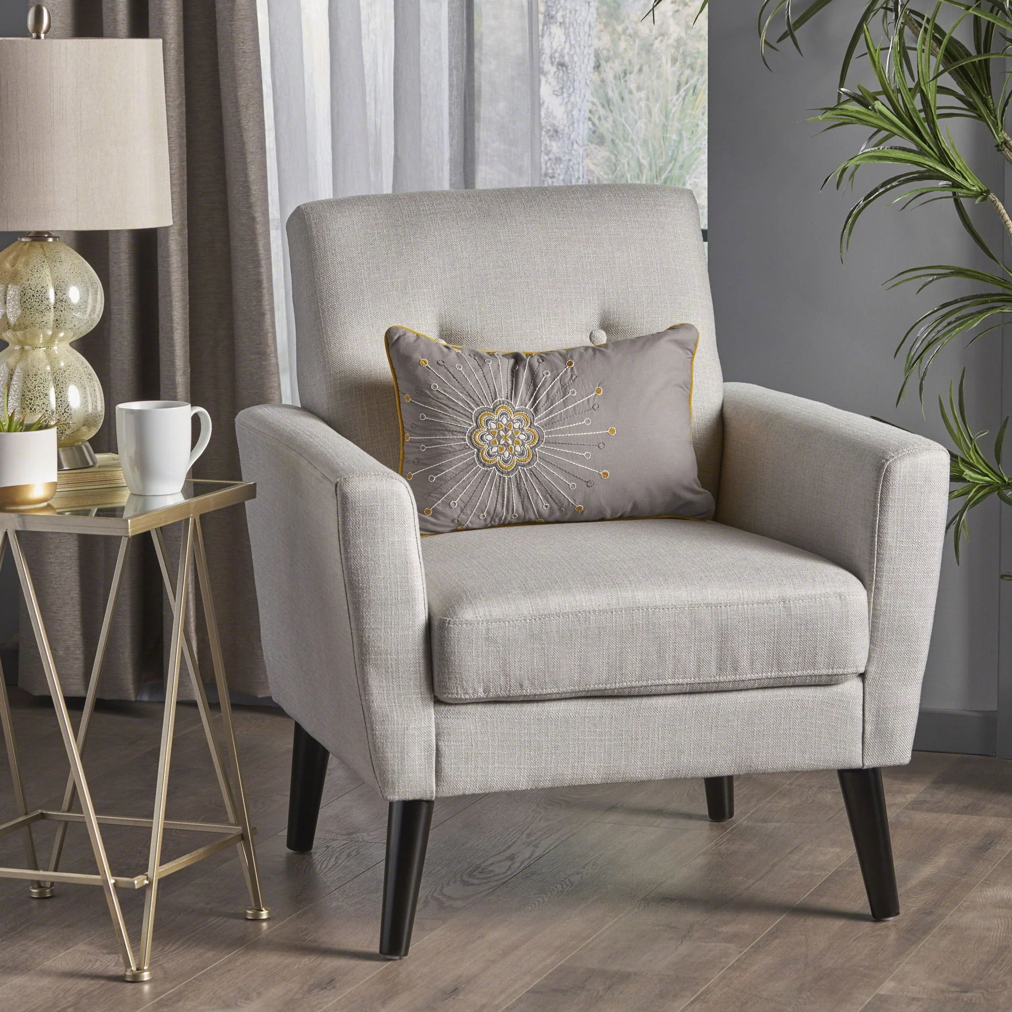 Radiantize - Upholstered Fabric Club Chair With Square-Off Back And Button Tufted - Image 4