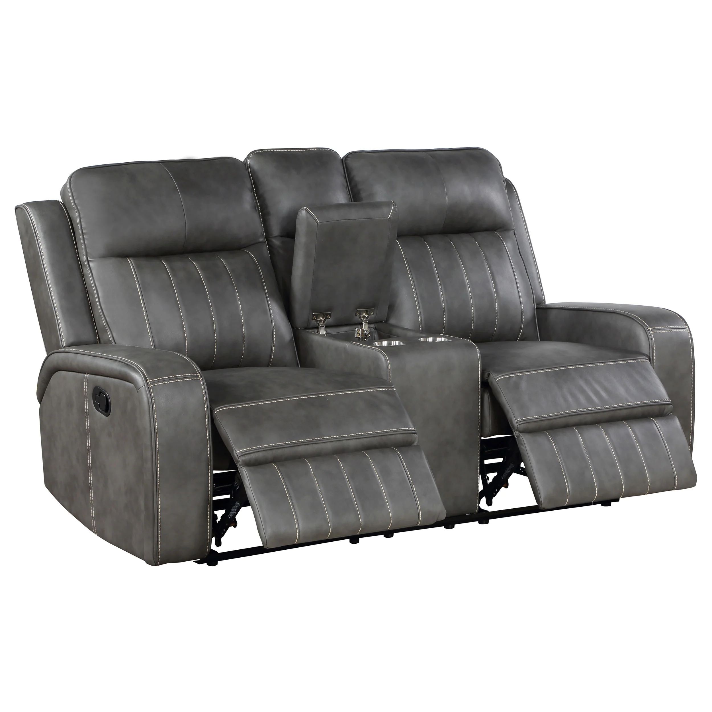 Raelynn Upholstered Track Arm Motion Loveseat Grey - Image 4