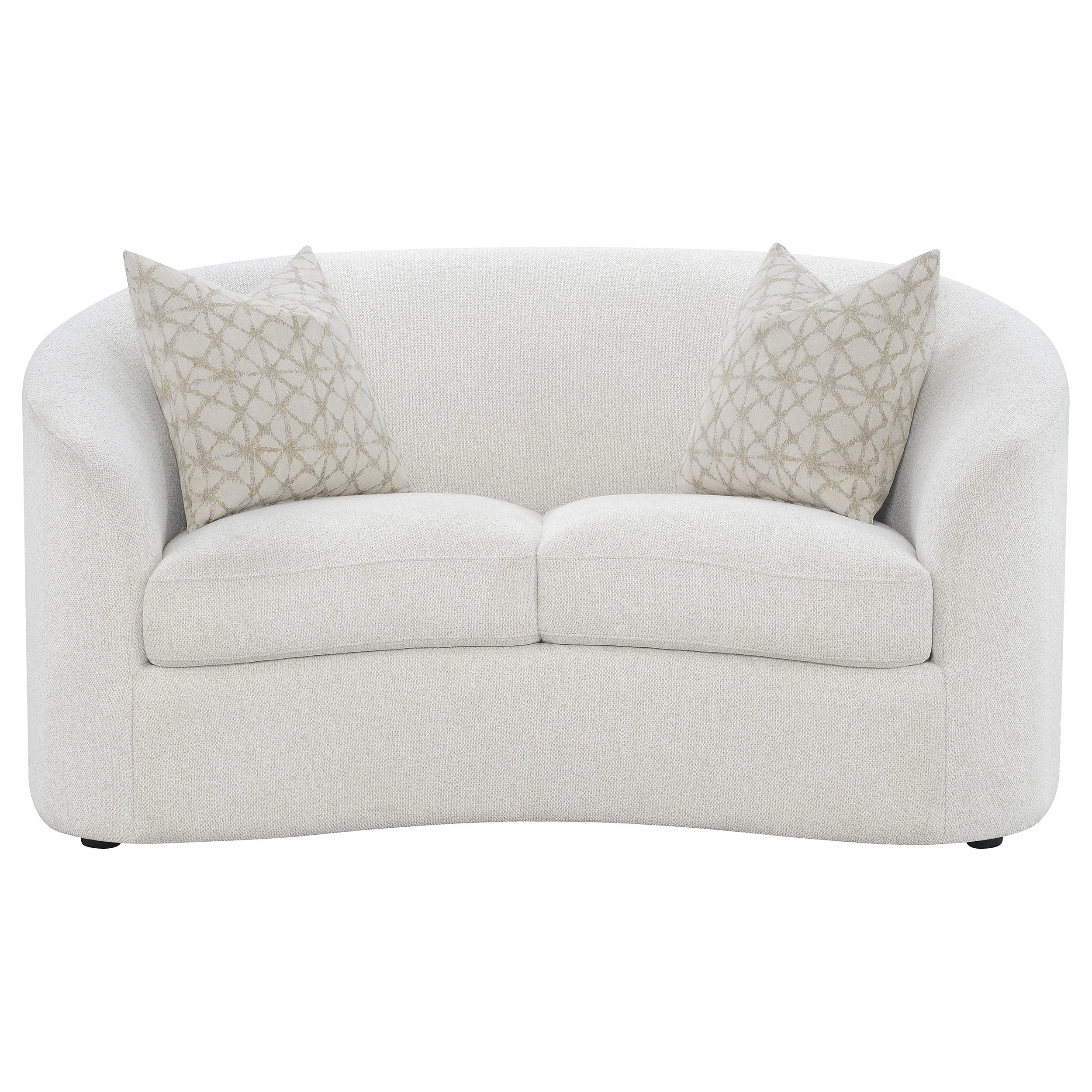Rainn Boucle Upholstered Sloped Arm Loveseat in Latte - Image 4