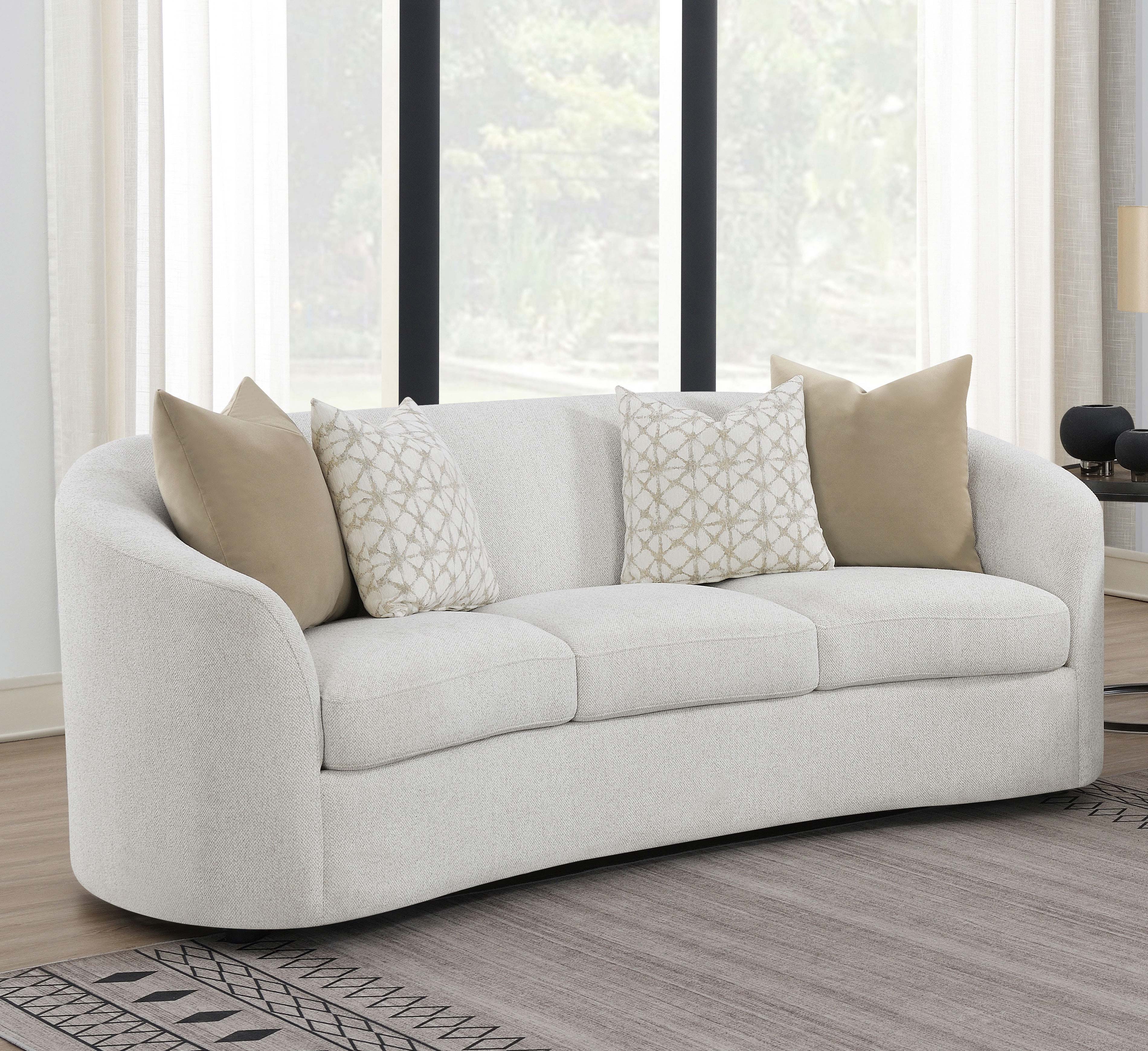 Rainn Boucle Upholstered Sloped Arm Sofa in Latte - Image 4