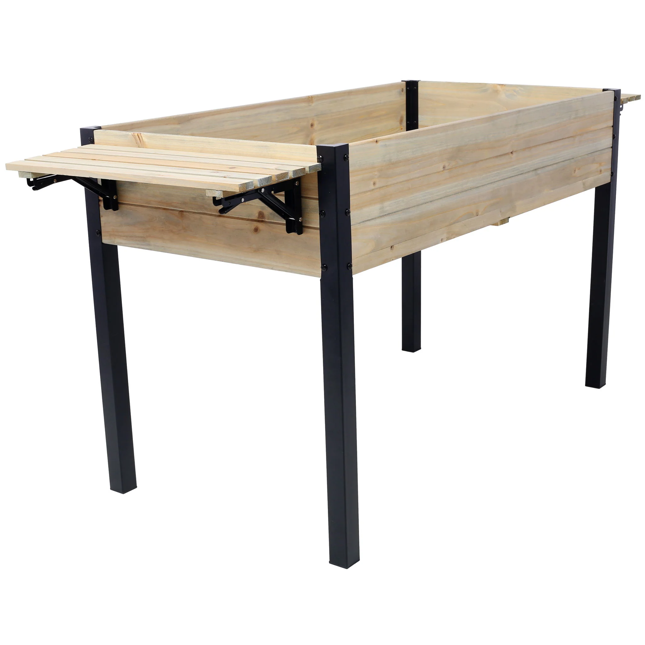Raised Garden Bed With Metal Legs And Folding Storage Shelf - Image 16