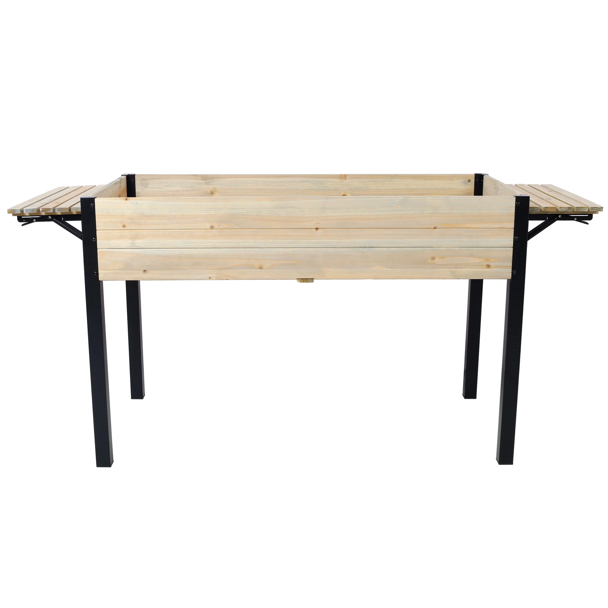 Raised Garden Bed With Metal Legs And Folding Storage Shelf - Image 2