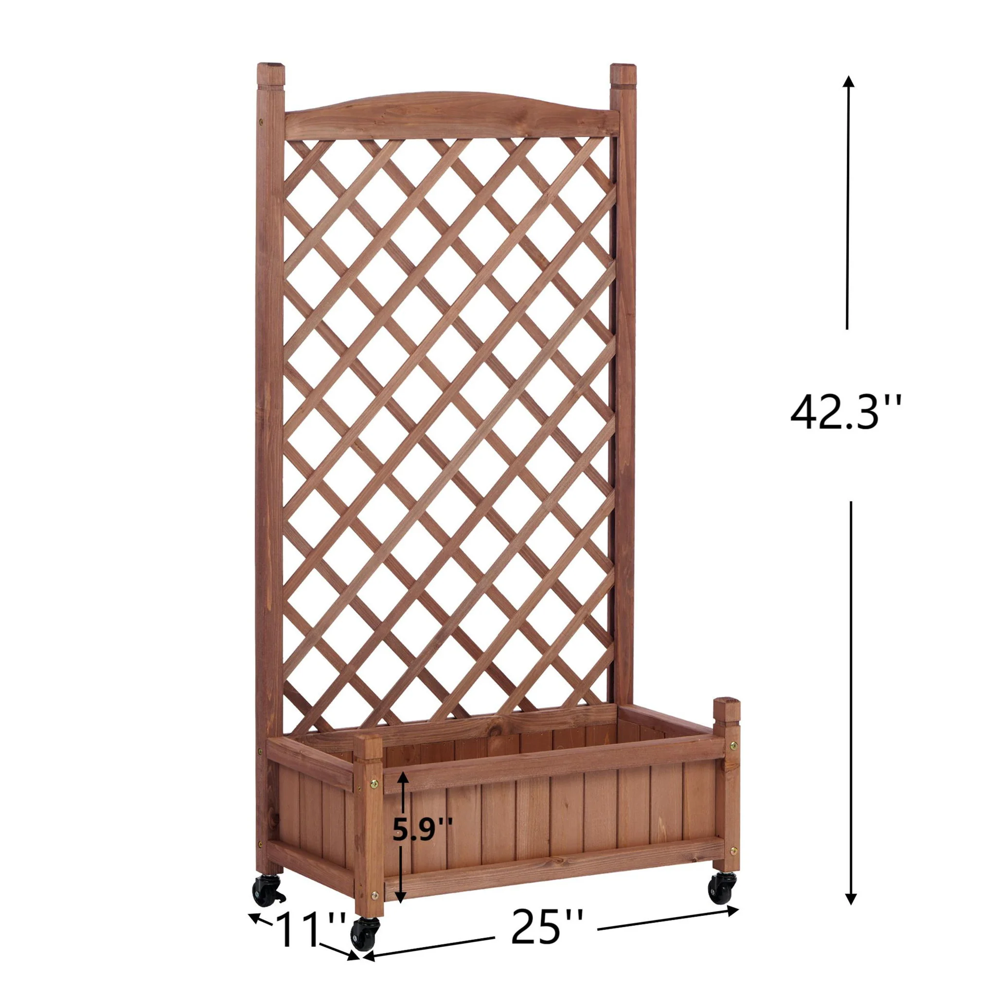 Raised Garden Bed With Trellis 2 Pack, Outdoor Planter Box & Plant Stand With Climbing Racks - Brown - Image 8
