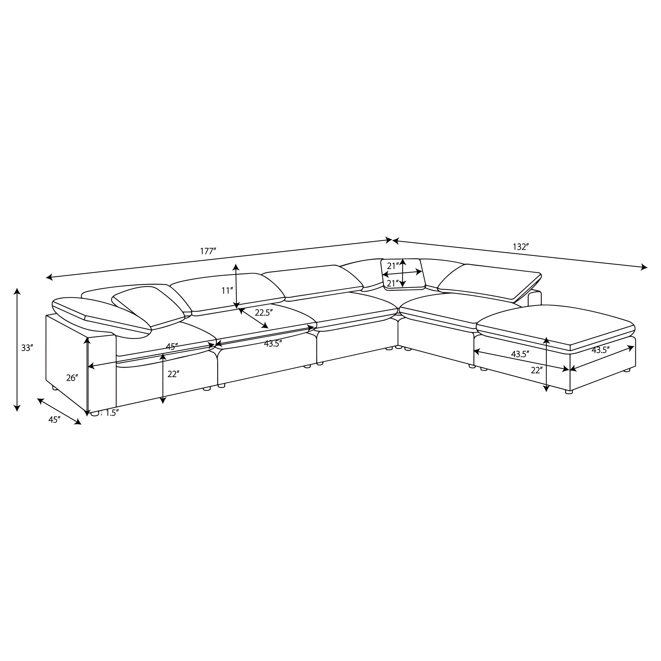 Raleigh 6-Piece Boucle Modular Sectional - Grey - Image 11