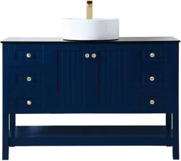 Ralph 48 Inch Blue Vessel Sink Bathroom Vanity with Glass Top - Image 5