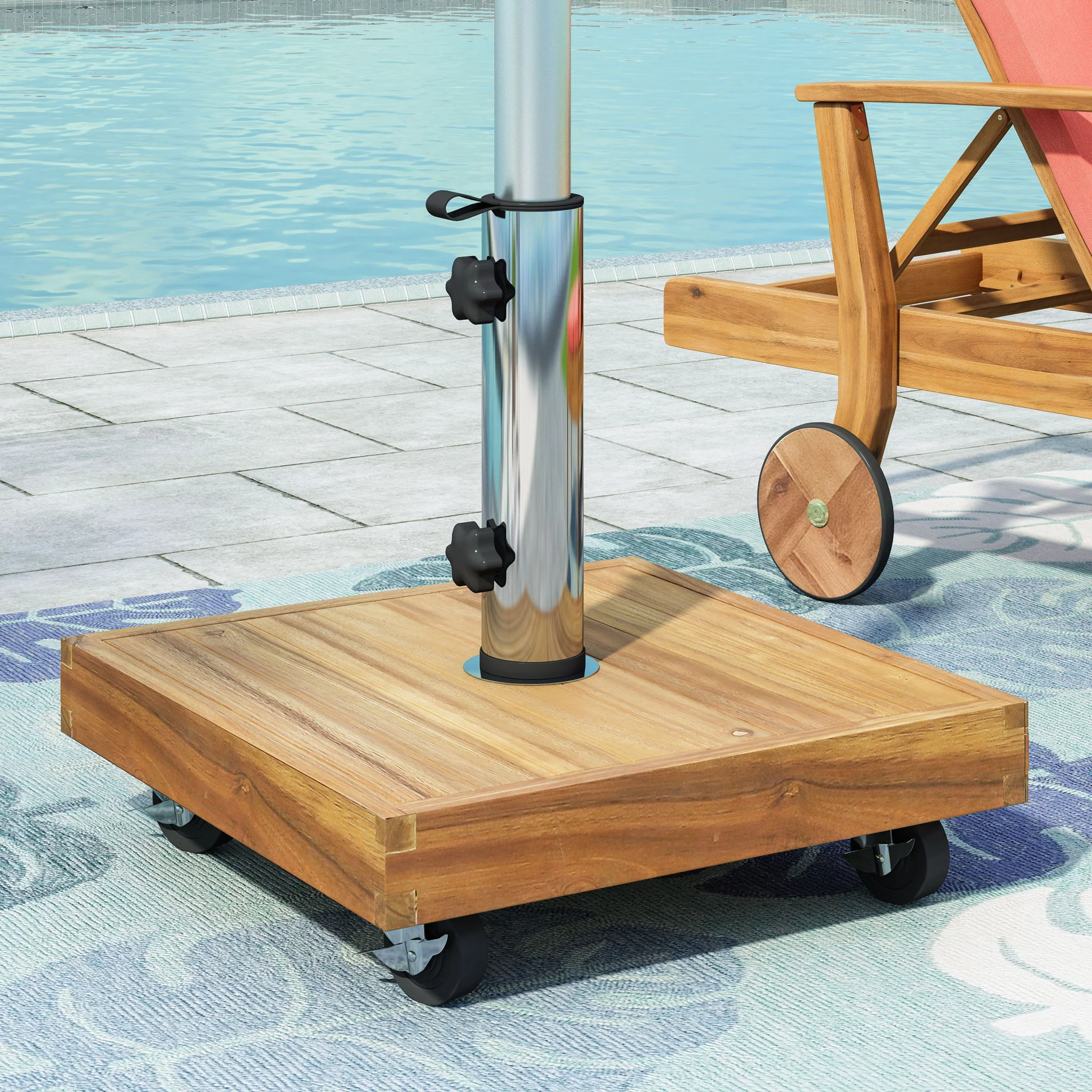 Ralph - Square Umbrella Base - Teak - Image 3