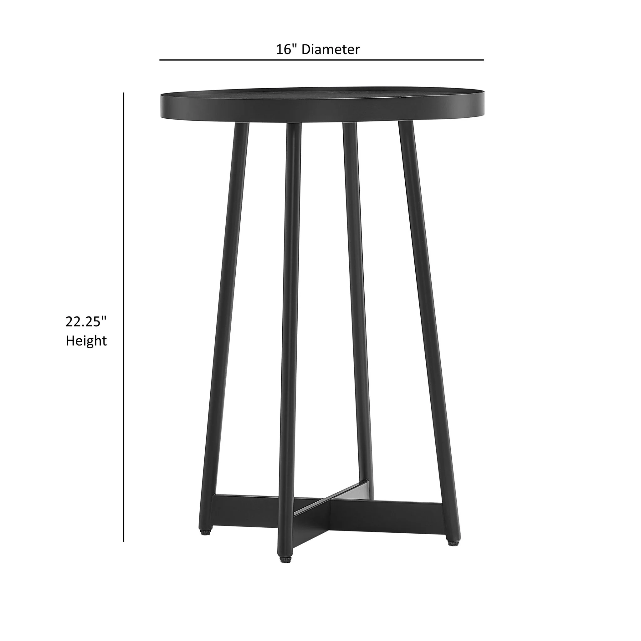Ranlo - Round Accent Table With Geometric Legs - Black - Image 7