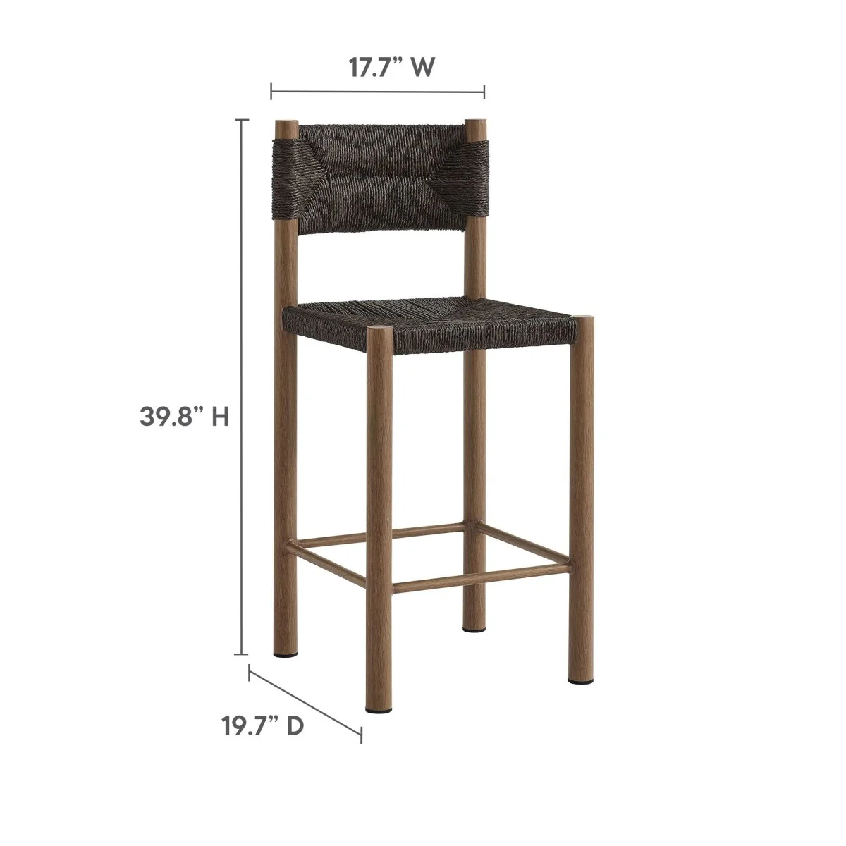 Rattan and Aluminum Counter Stool — Woven Rattan Seat with Durable Aluminum Frame - Image 3