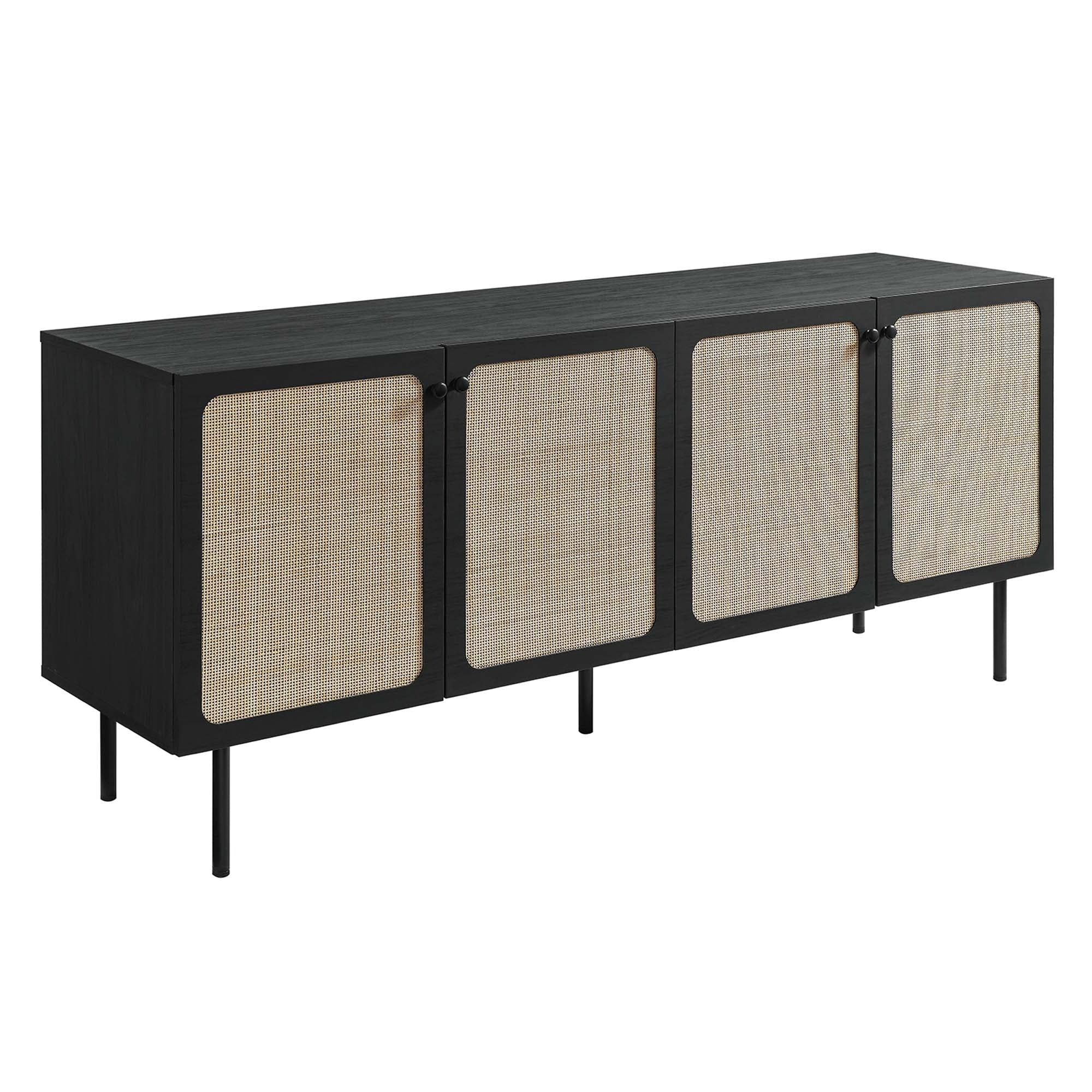 Sideboard Buffet Storage Credenza Cabinet Rattan Door Laminate 70 Inch