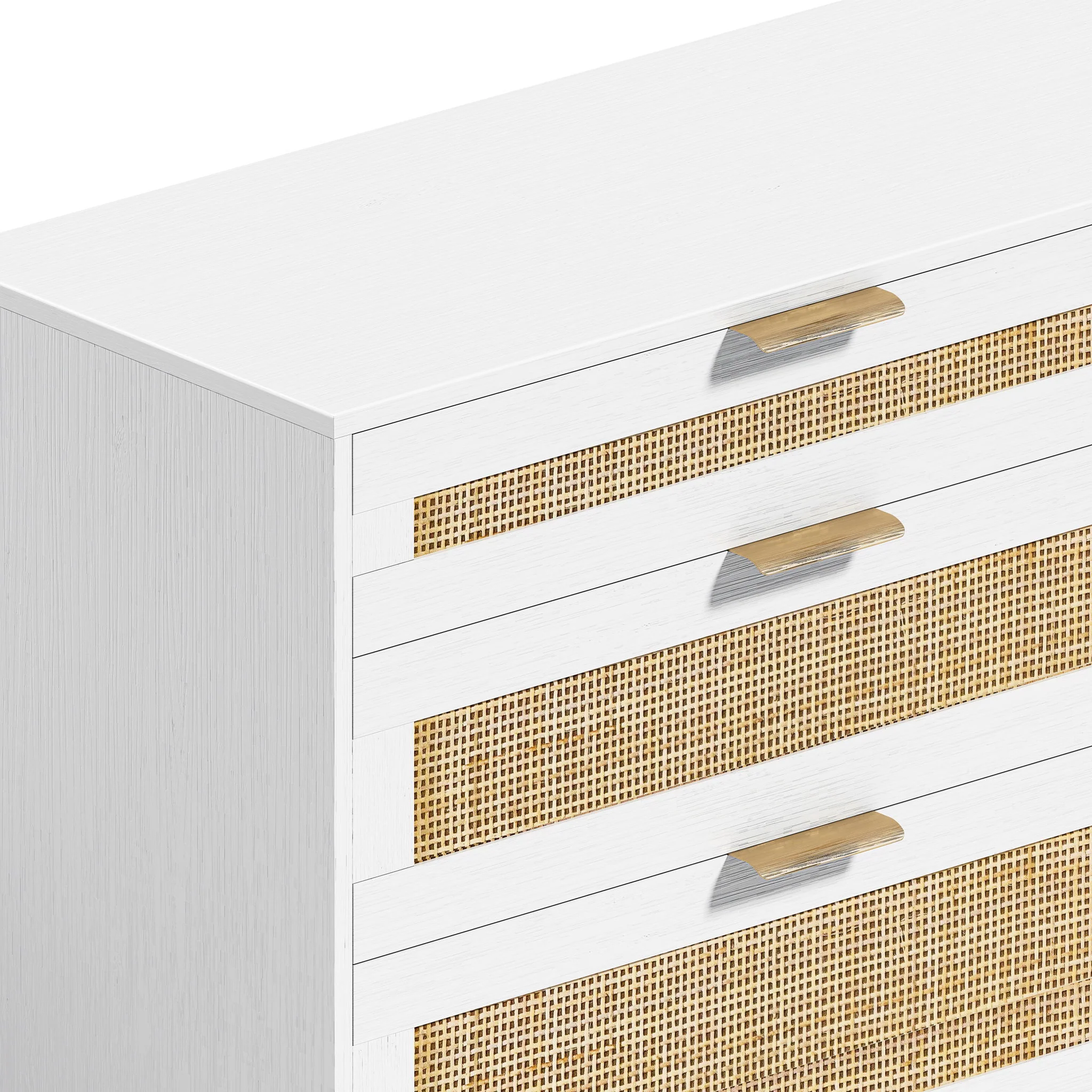 Rattan Dresser With 6 Drawers, Wooden Legs & Metal Handle - Image 8