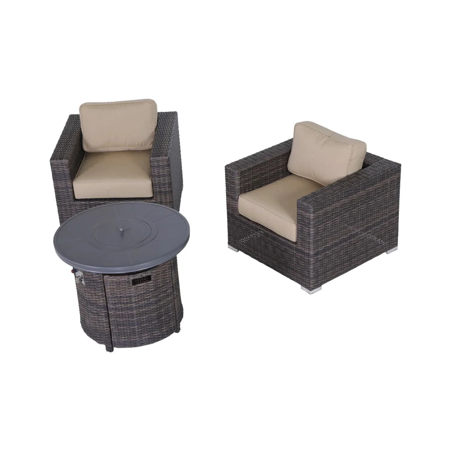 Rattan Patio Set With Comfortable Cushions And Fire Pit - Image 13