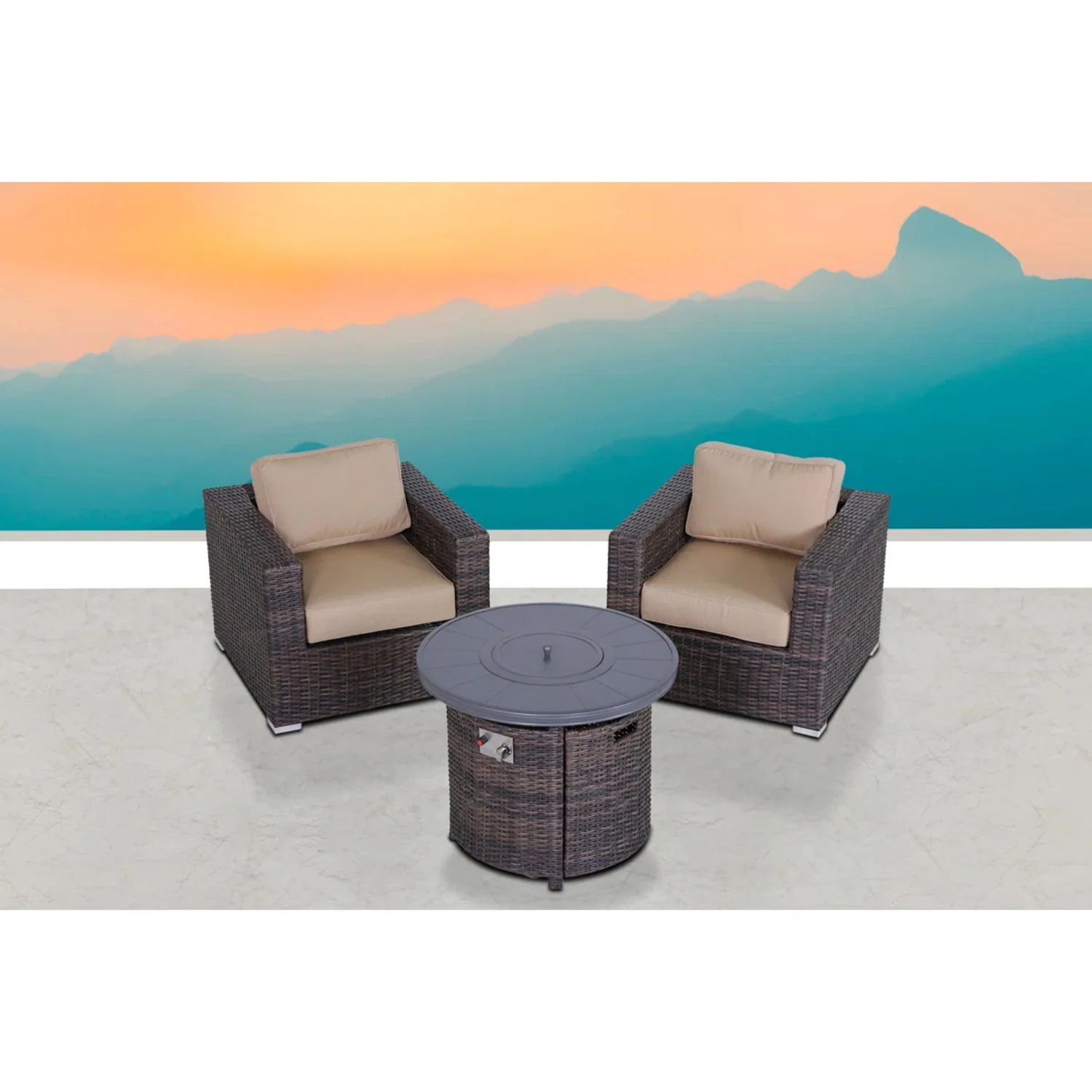 Rattan Patio Set With Comfortable Cushions And Fire Pit - Image 14