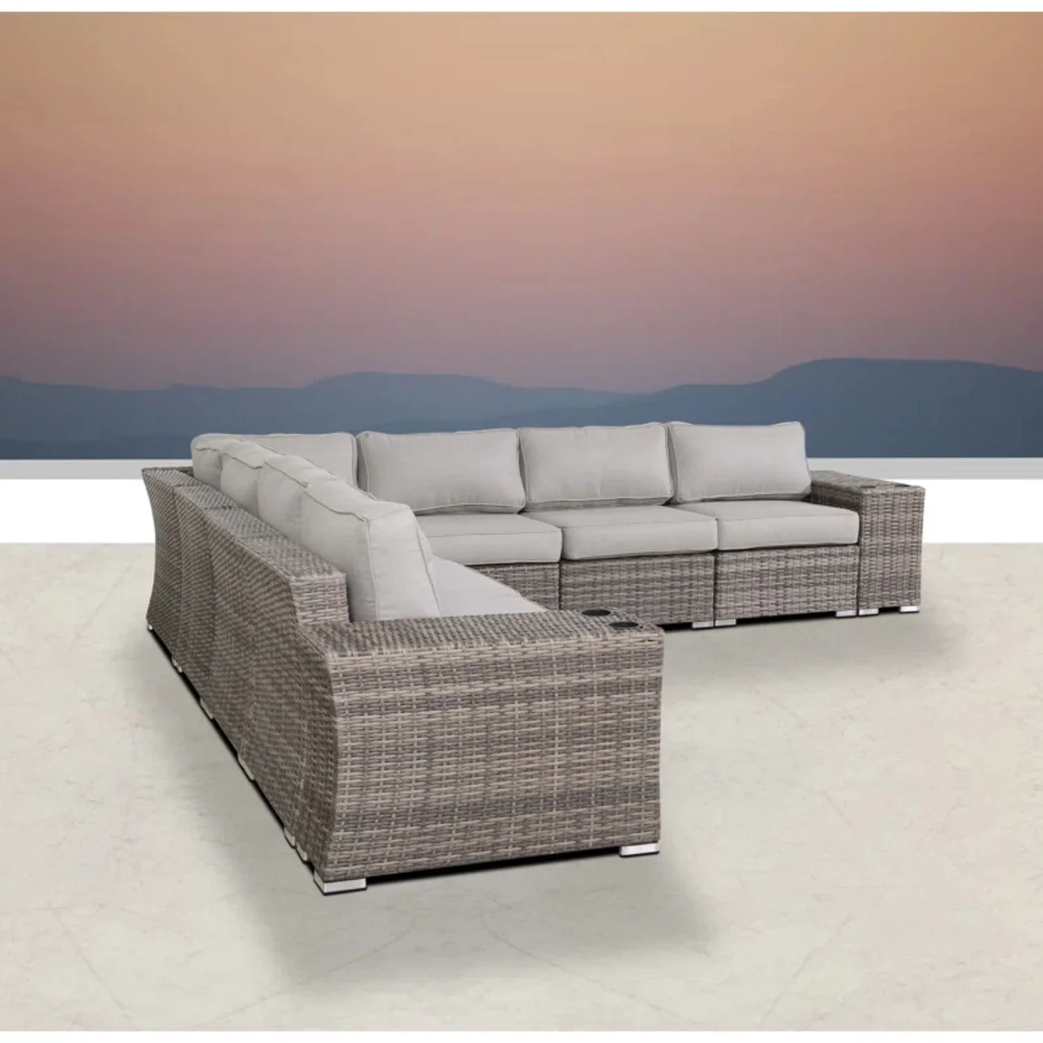 Rattan Sectional Sofa Set With Cushions - Image 32