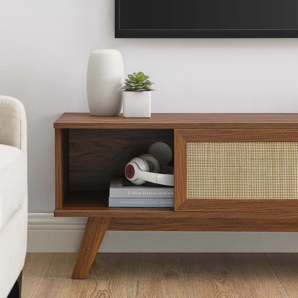 Rattan Sliding Door TV Stand 47 Inch - Image 15