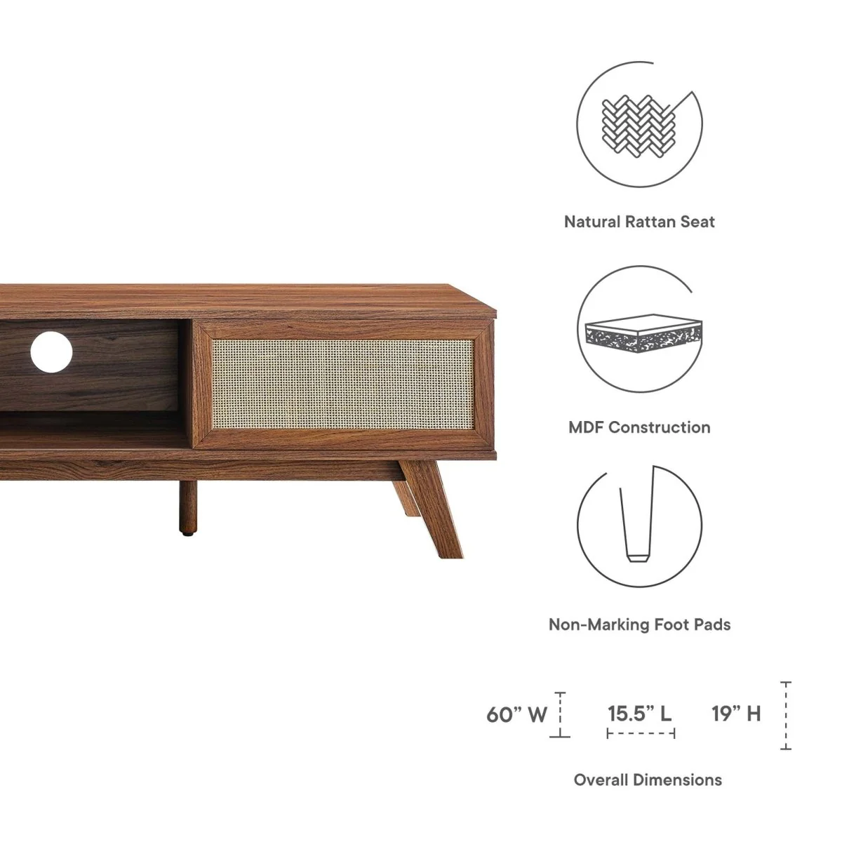 Rattan Sliding Door TV Stand 60 Inch - Image 12