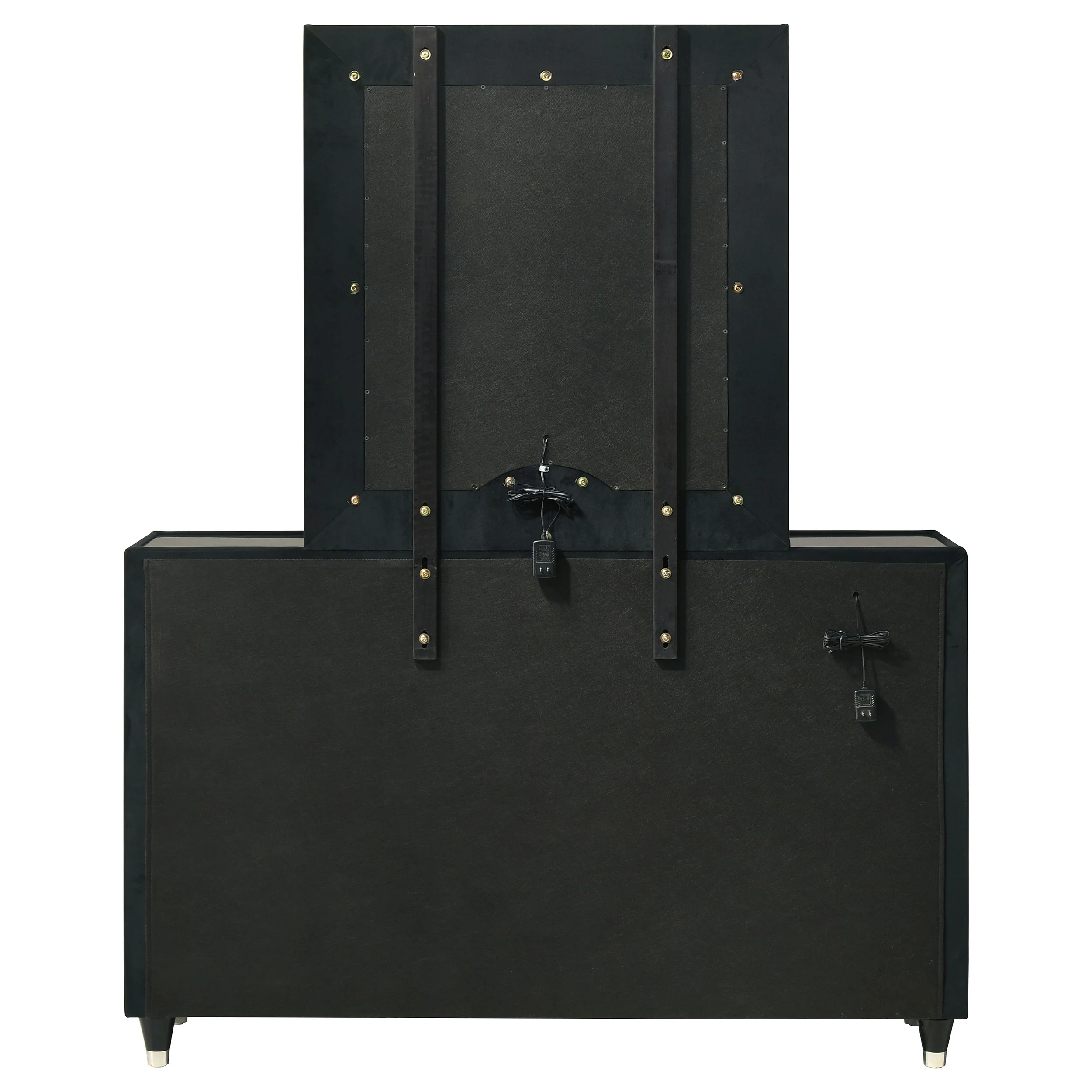 Ravenne 8-Drawer Velvet Upholstered LED Dresser and Mirror, Black - Image 10