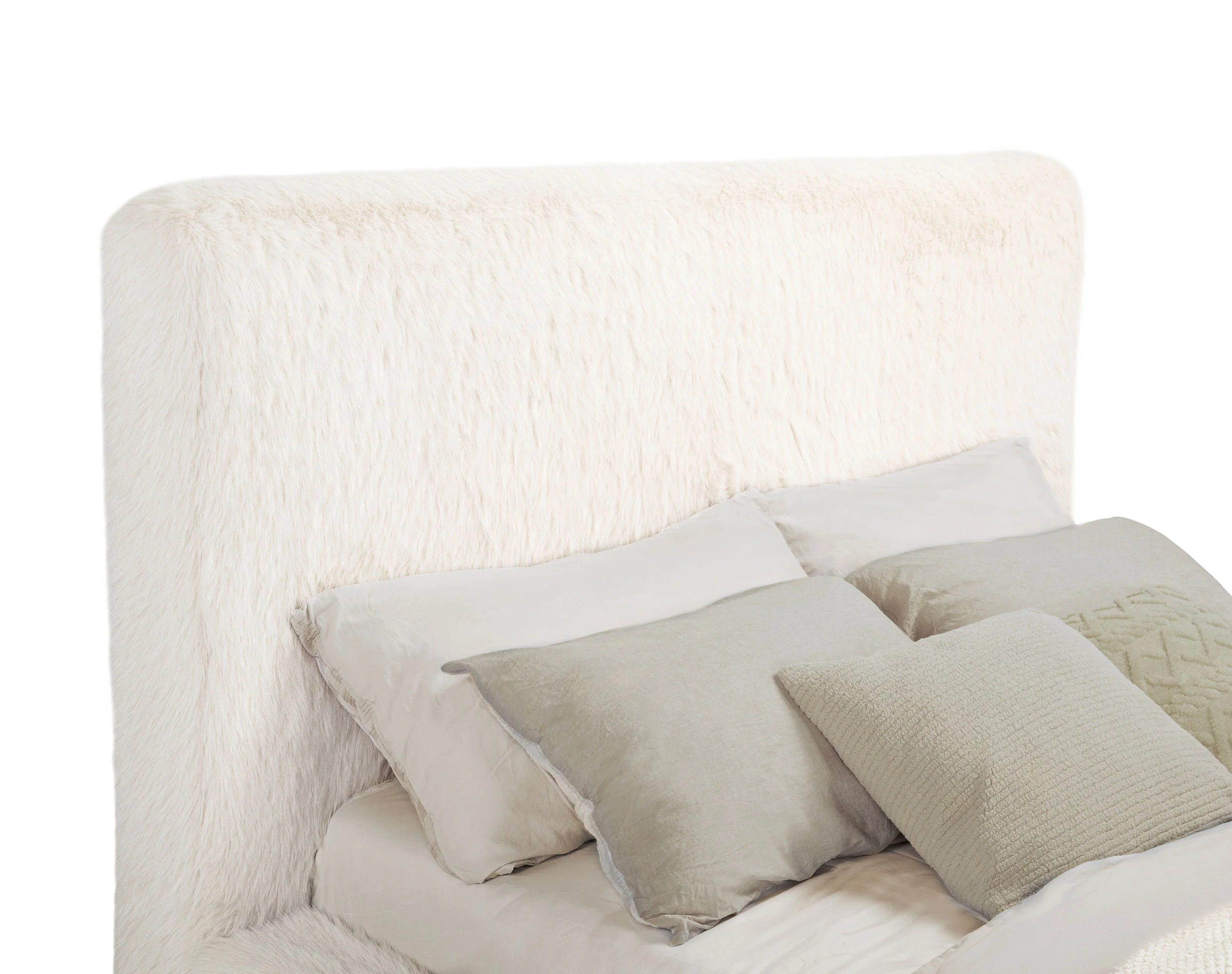 Rebecca Faux Fur Upholstered Eastern King Bed, Cream - Image 7