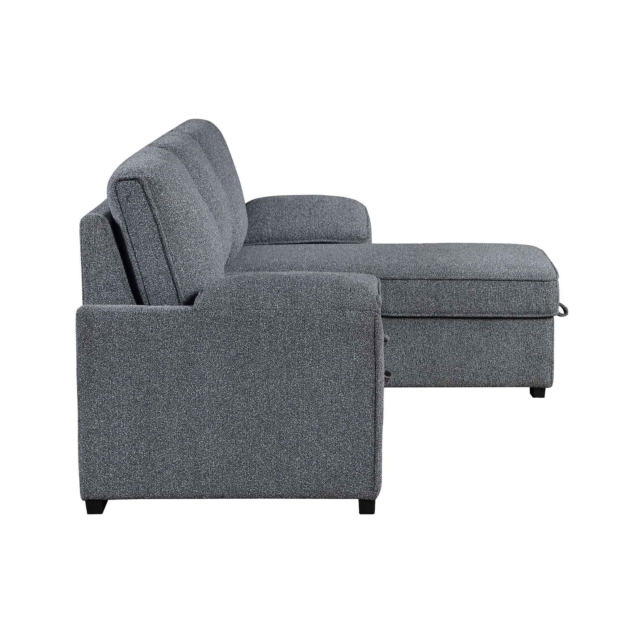 Rebecca - Sofa With Pull Out Bed, Storage Chaise, USB And Cup Holders - Dark Gray - Image 9