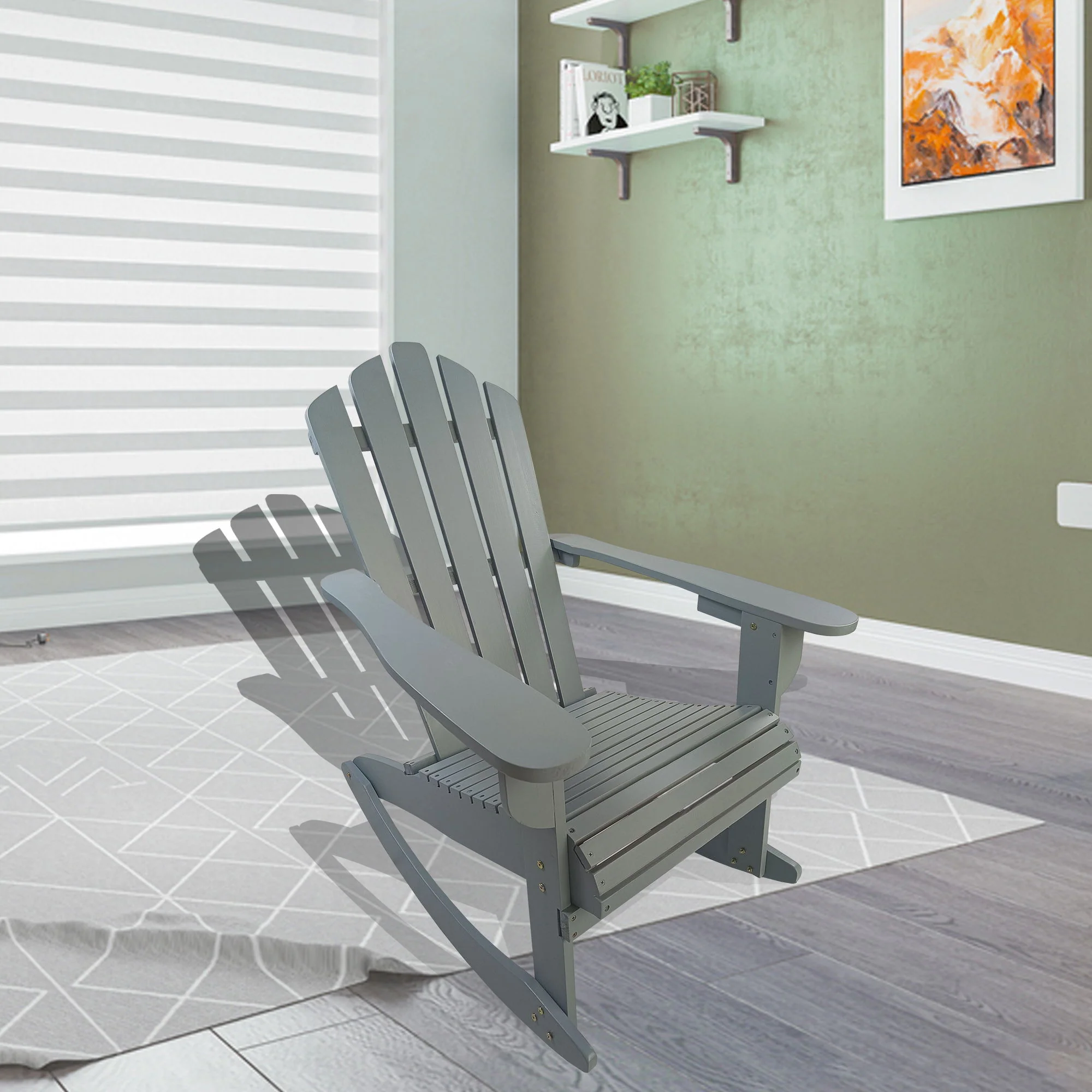 Reclining Outdoor Rocking Adirondack Chair - Image 10
