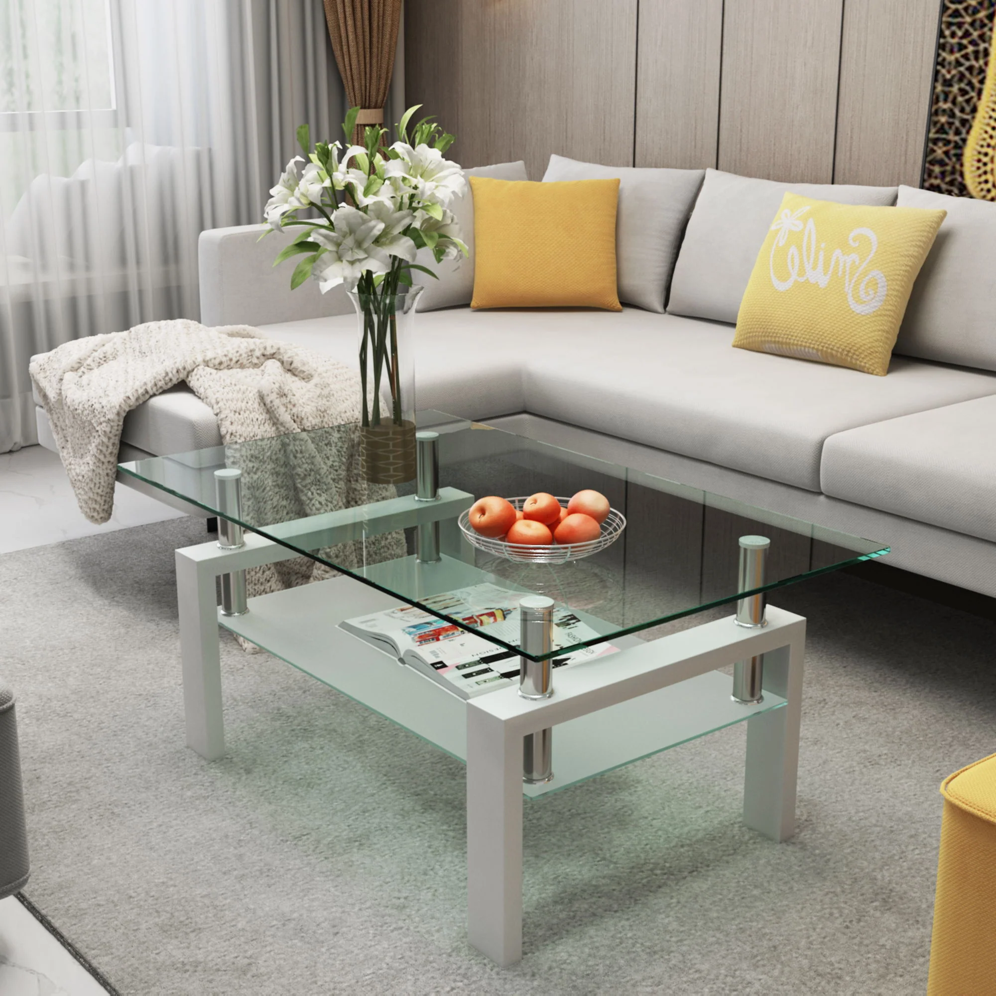 Rectangle Coffee Table, Modern Side Center Tables For Furniture - Image 17