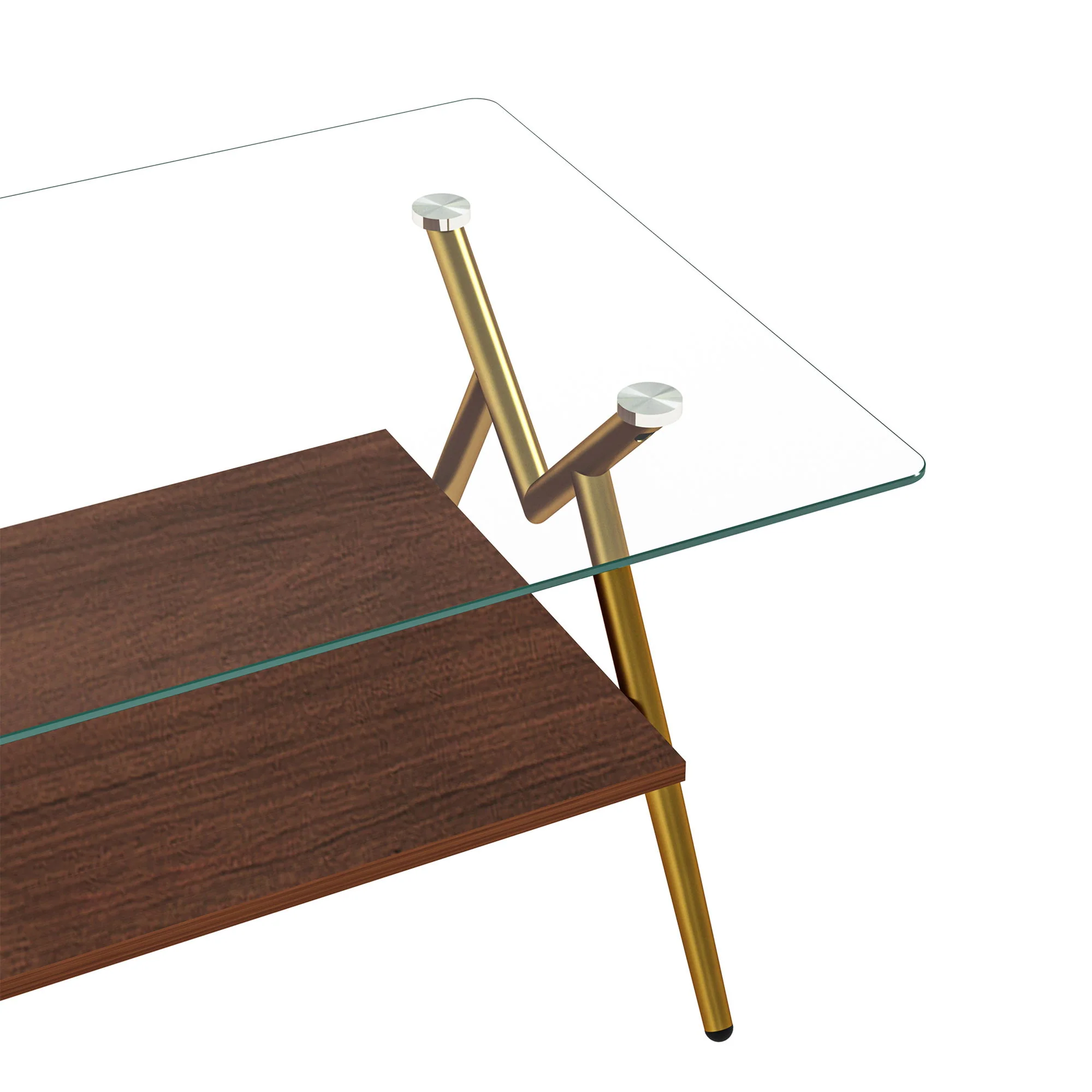 Rectangle Coffee Table With Tempered Glass Top And Shelf - Image 8