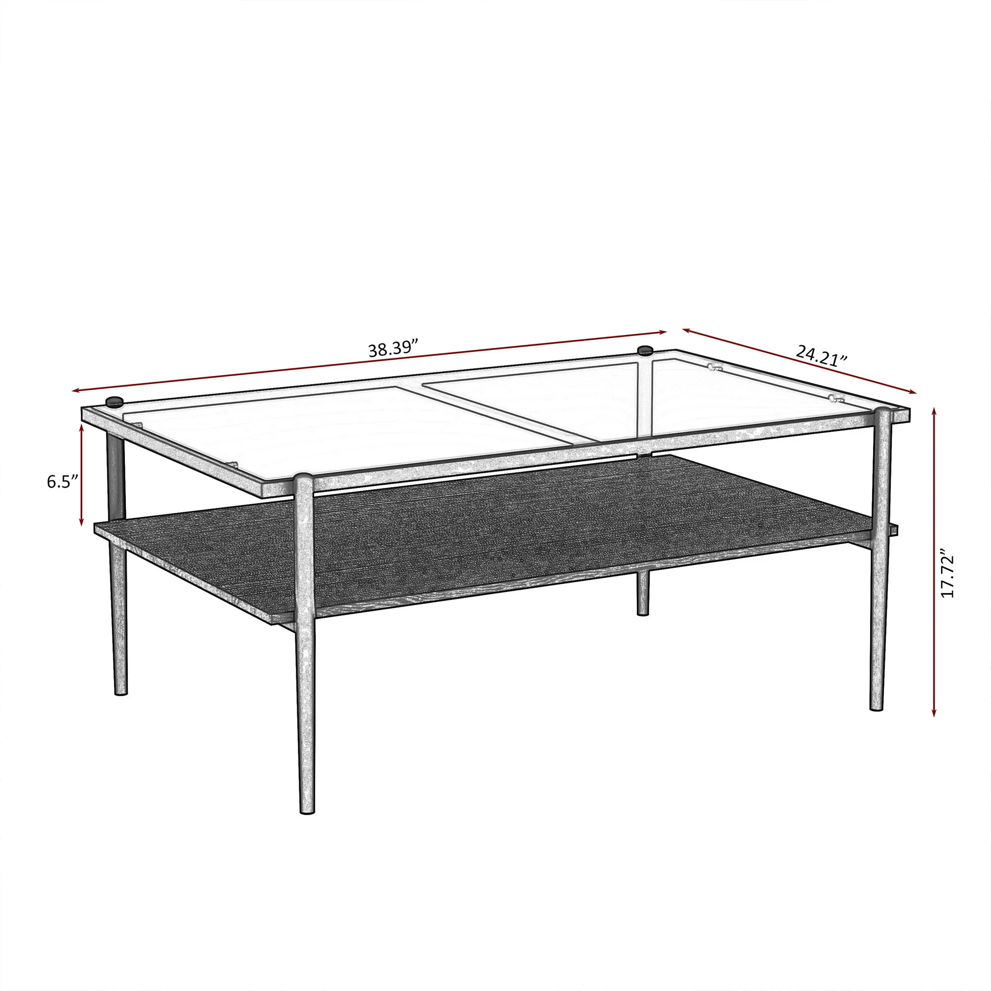 Rectangle Coffee Table With Tempered Glass Top And Legs, Modern Table For Living Room - Image 25