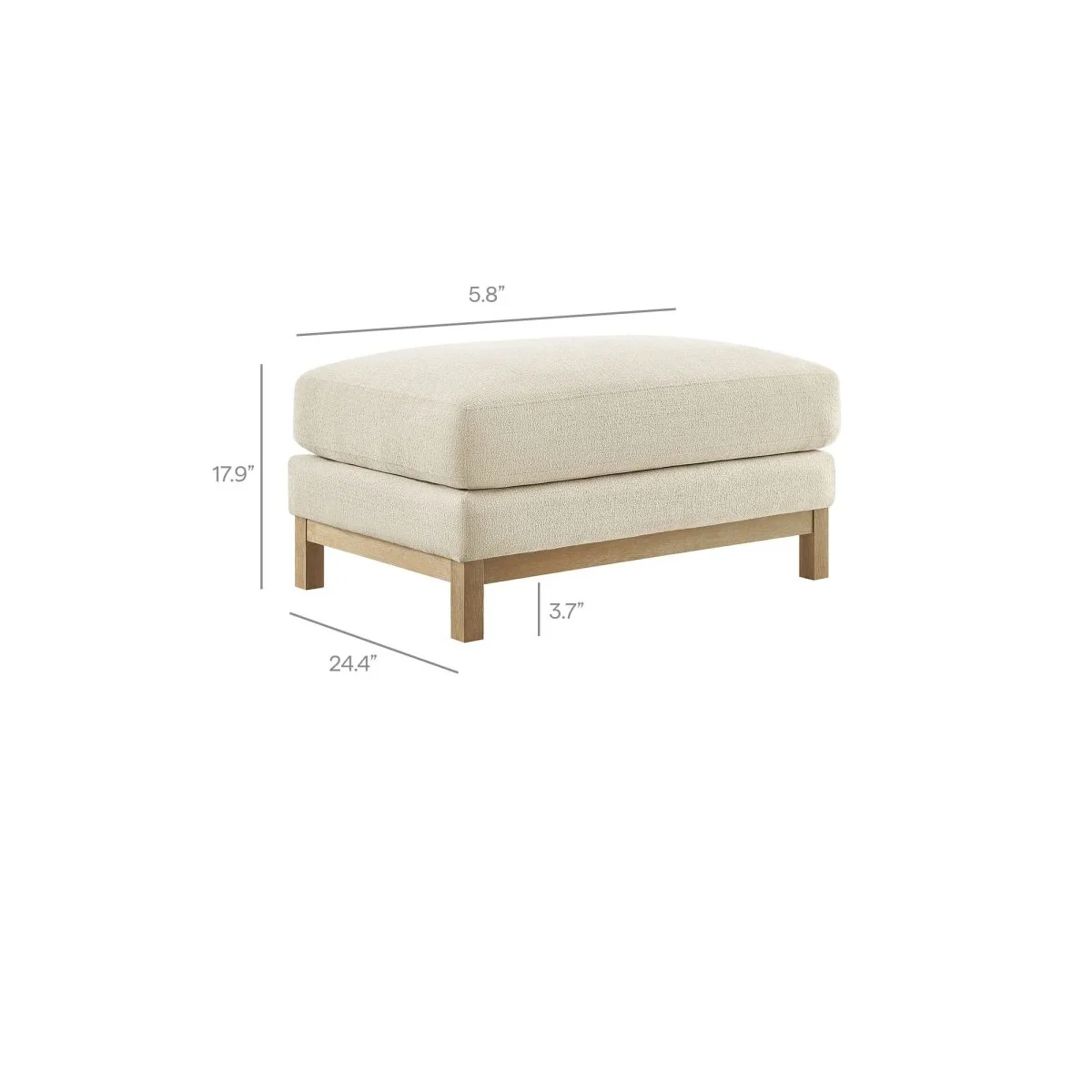 Rectangular Chenille Fabric Ottoman – Upholstered 36 Inch - Image 6