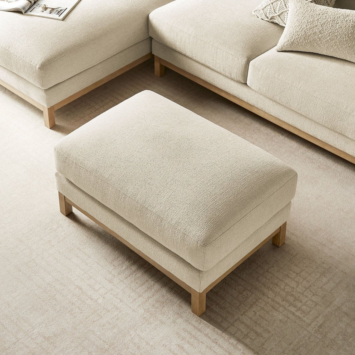 Rectangular Chenille Fabric Ottoman – Upholstered 36 Inch - Image 9
