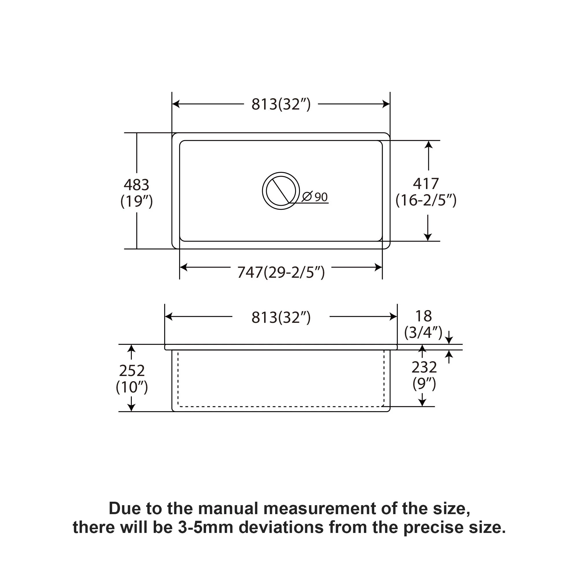 Rectangular Deep Single Bowl, Kitchen Sink With Dual Mount Installation - Image 6