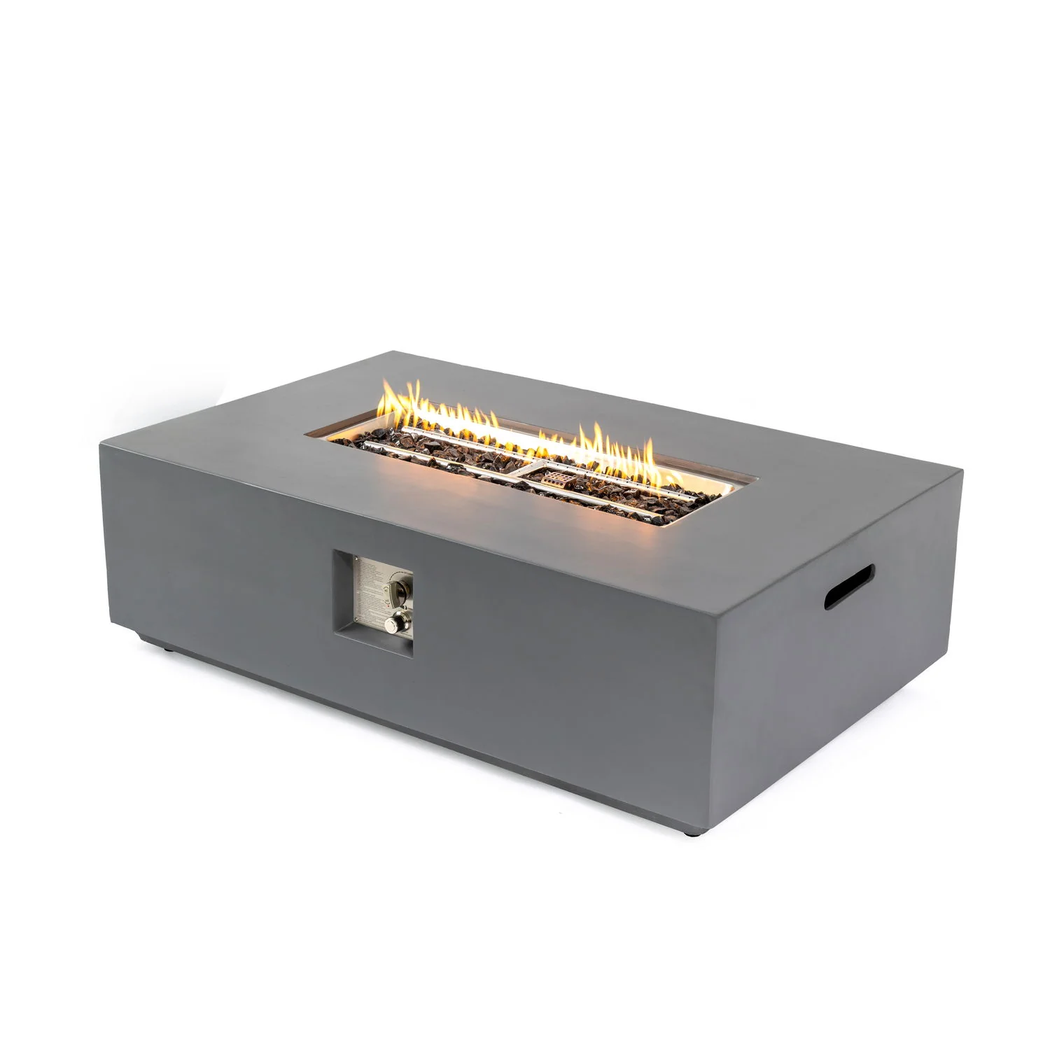 Rectangular Fire Pit Table Propane Powered Fiber Concrete 48x15in Light Gray - Image 7