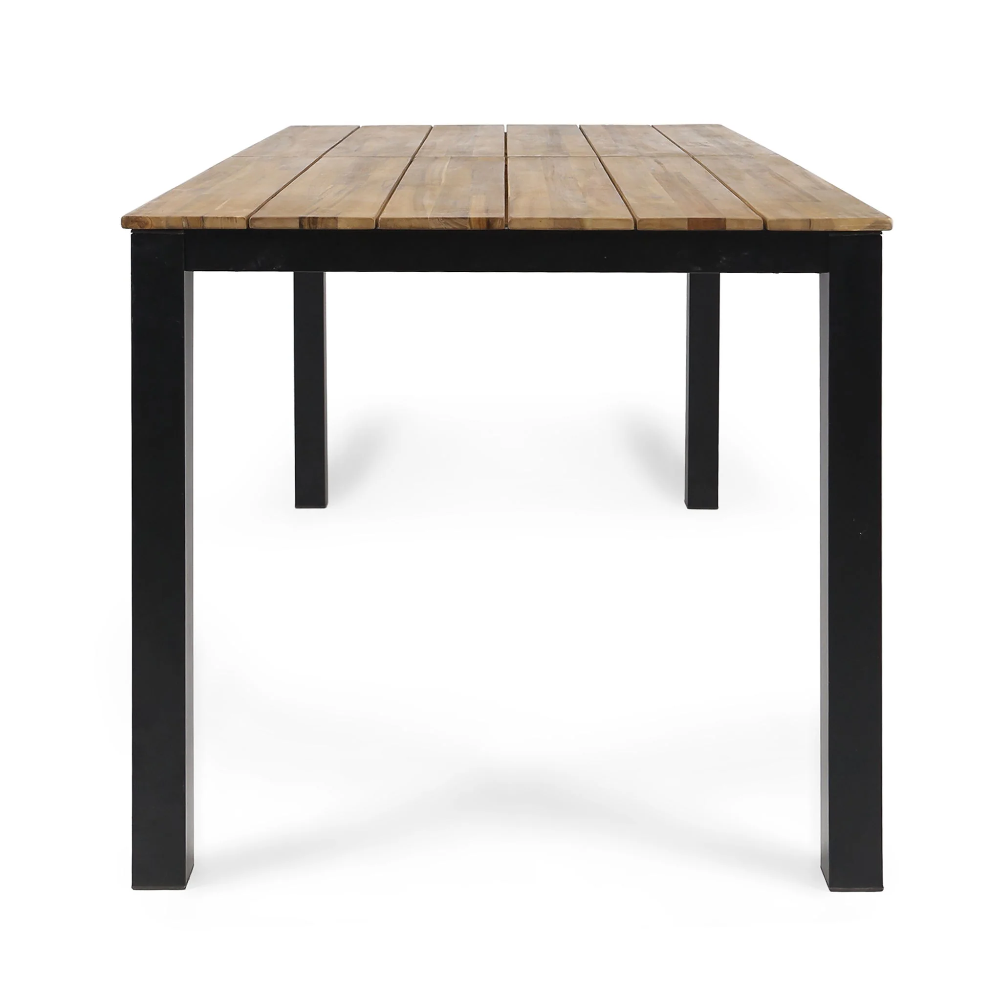 Rectangular Outdoor Dining Table Tabletop With Iron Legs - Black - Image 2