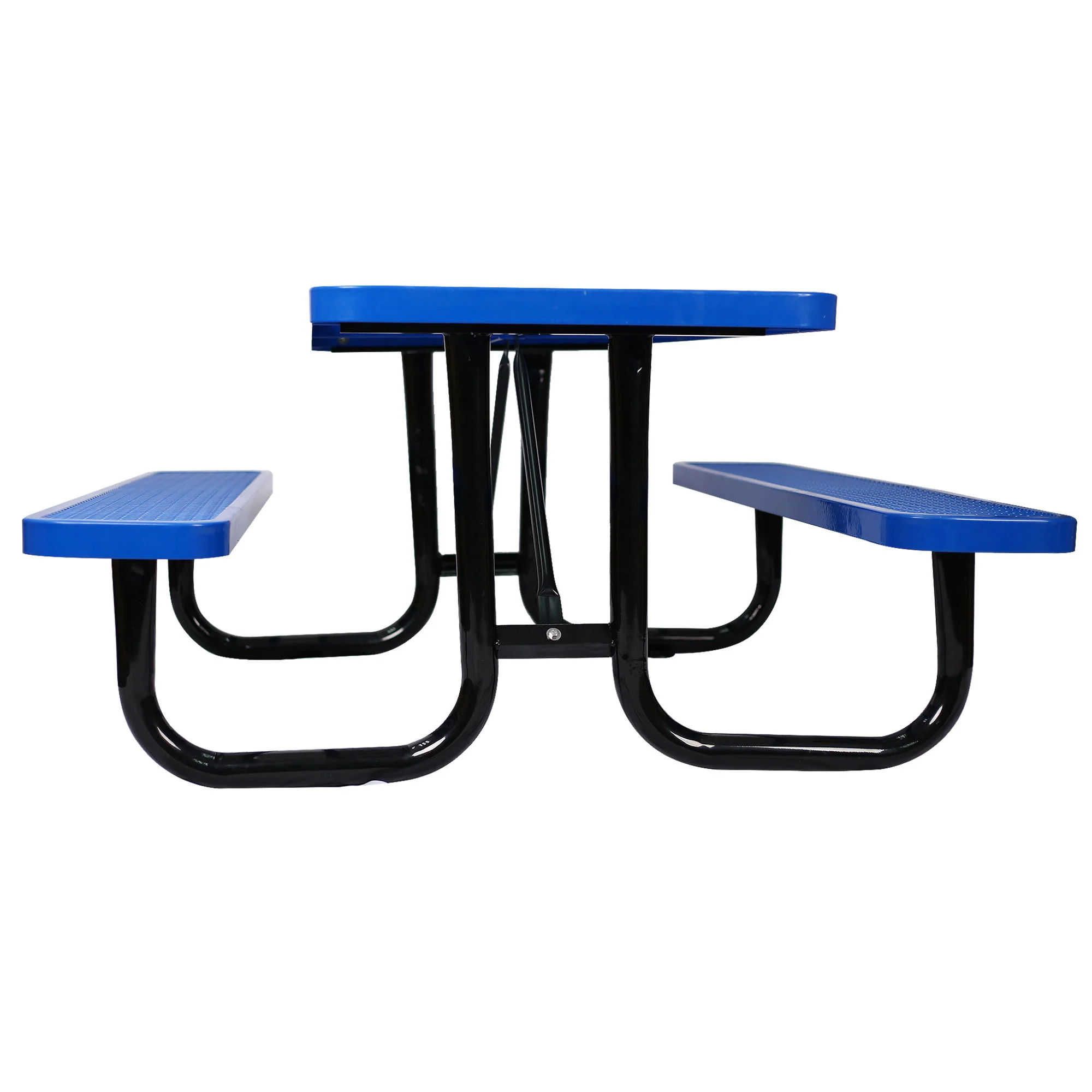 Rectangular Outdoor Steel Picnic Table With Umbrella Pole - Image 7