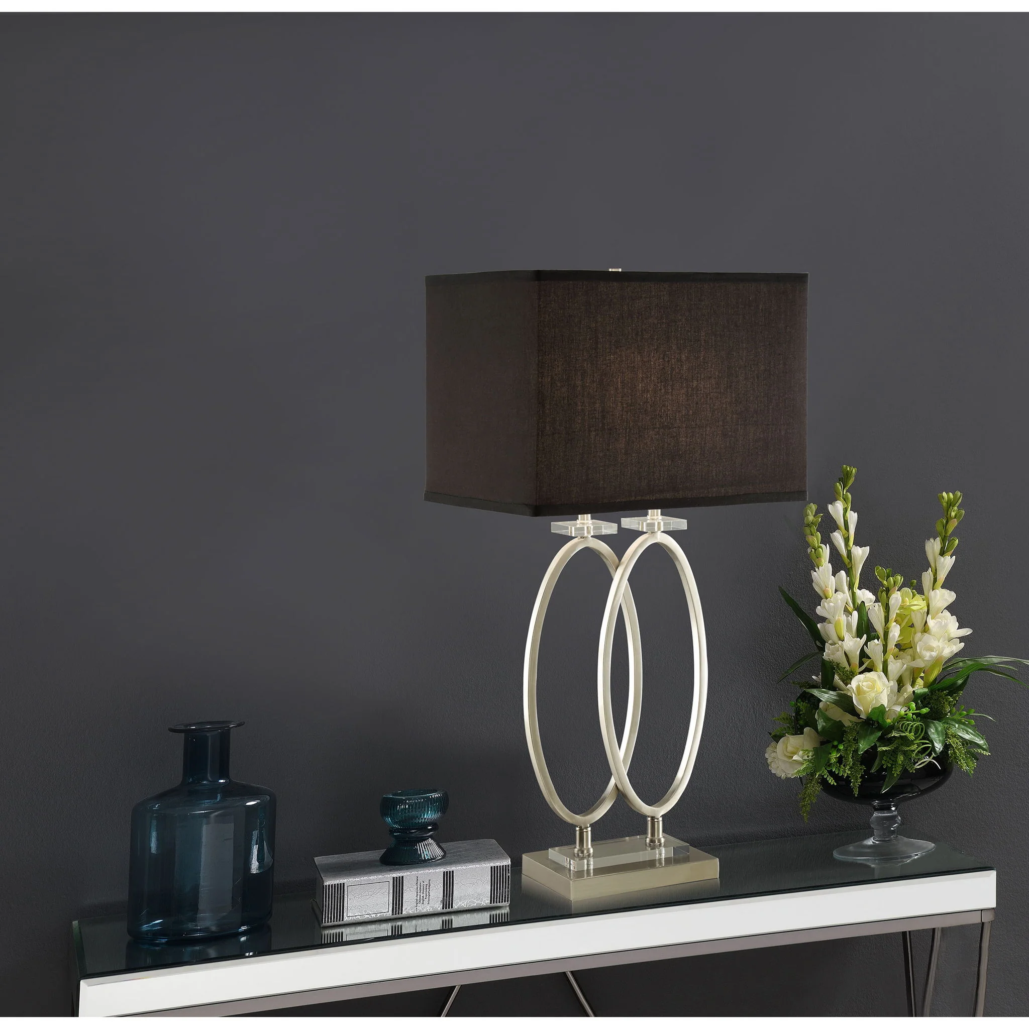 Rectangular Shade Accent Lamp With 3 Way Switch - Silver - Image 5