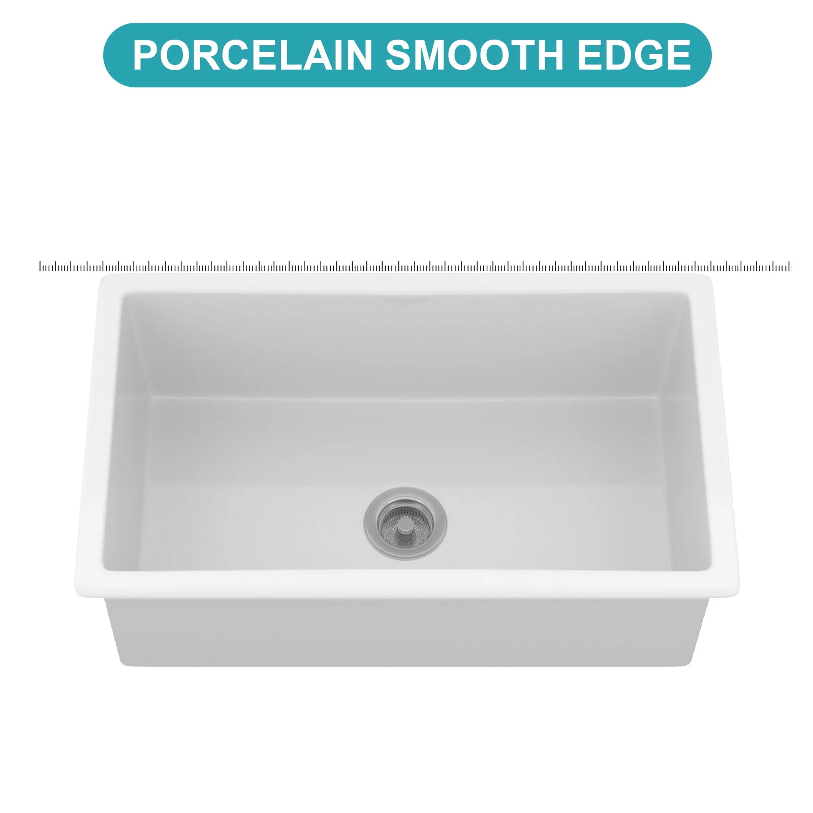 Rectangular Single Bowl Kitchen Sink With Dual Mount Installation - White - Image 5