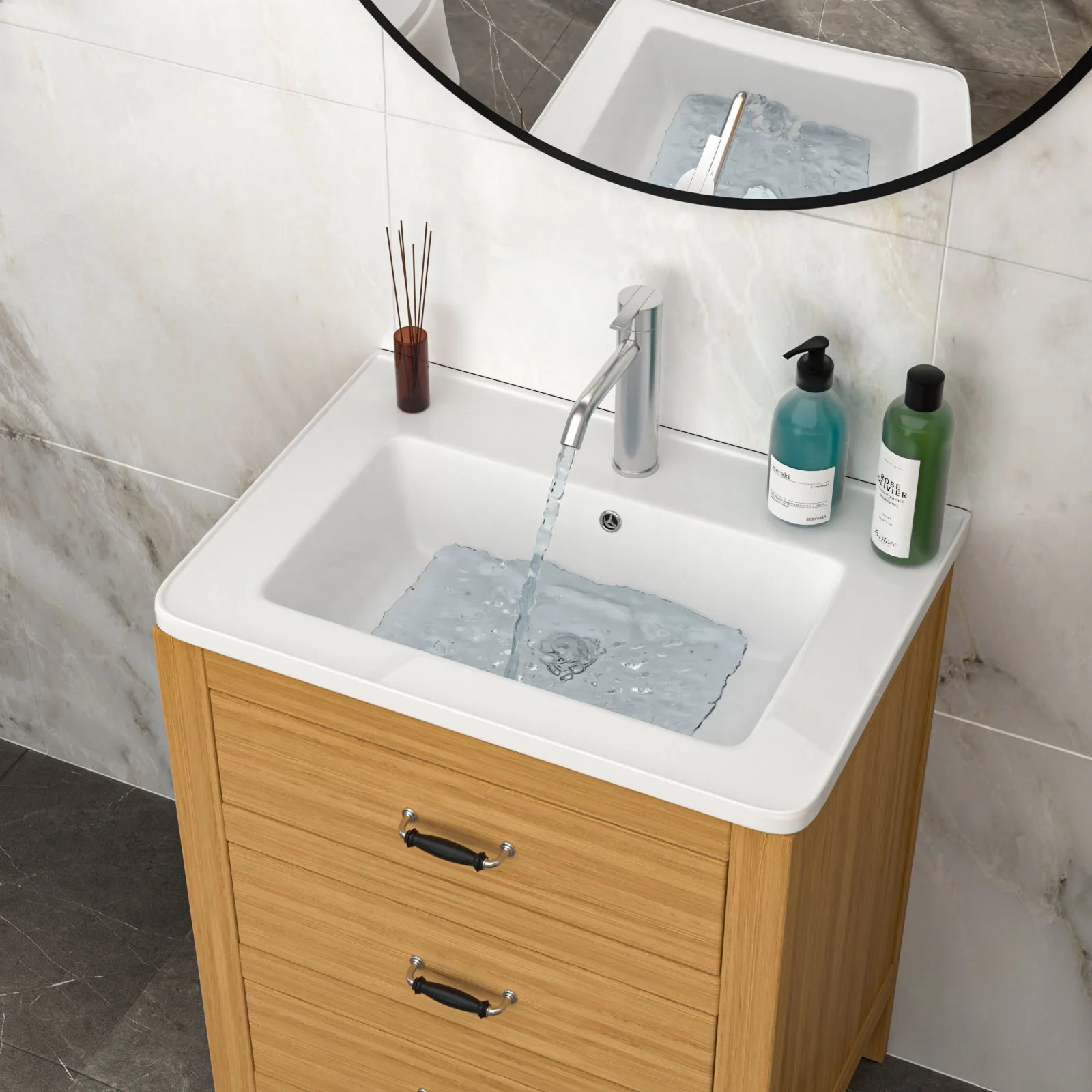 Rectangular Single Vanity Top With 1 Faucet Hole And Overflow, 28 X 19" - White - Image 6