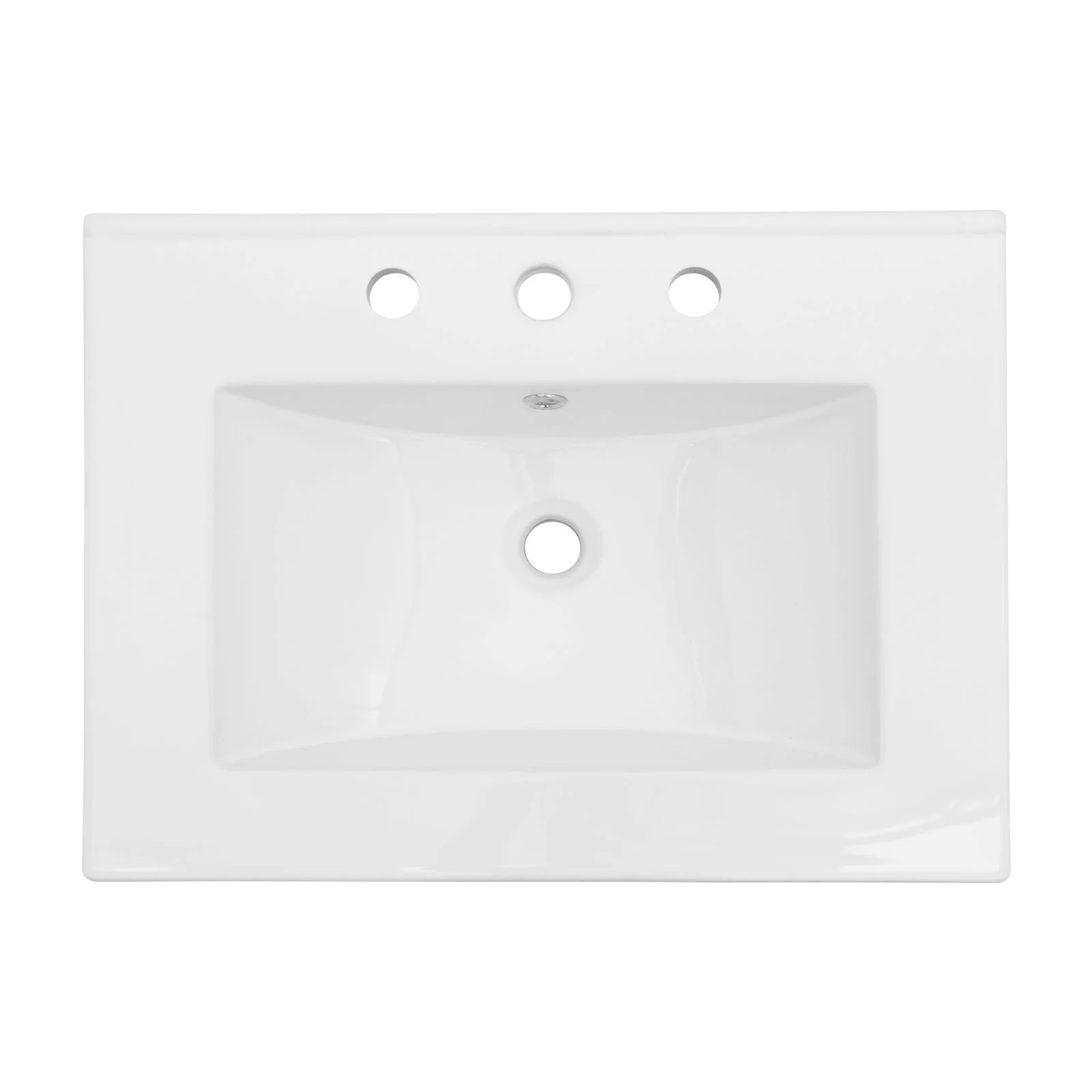 Rectangular Single Vanity Top With 3 Faucet Hole Sink - White - Image 5