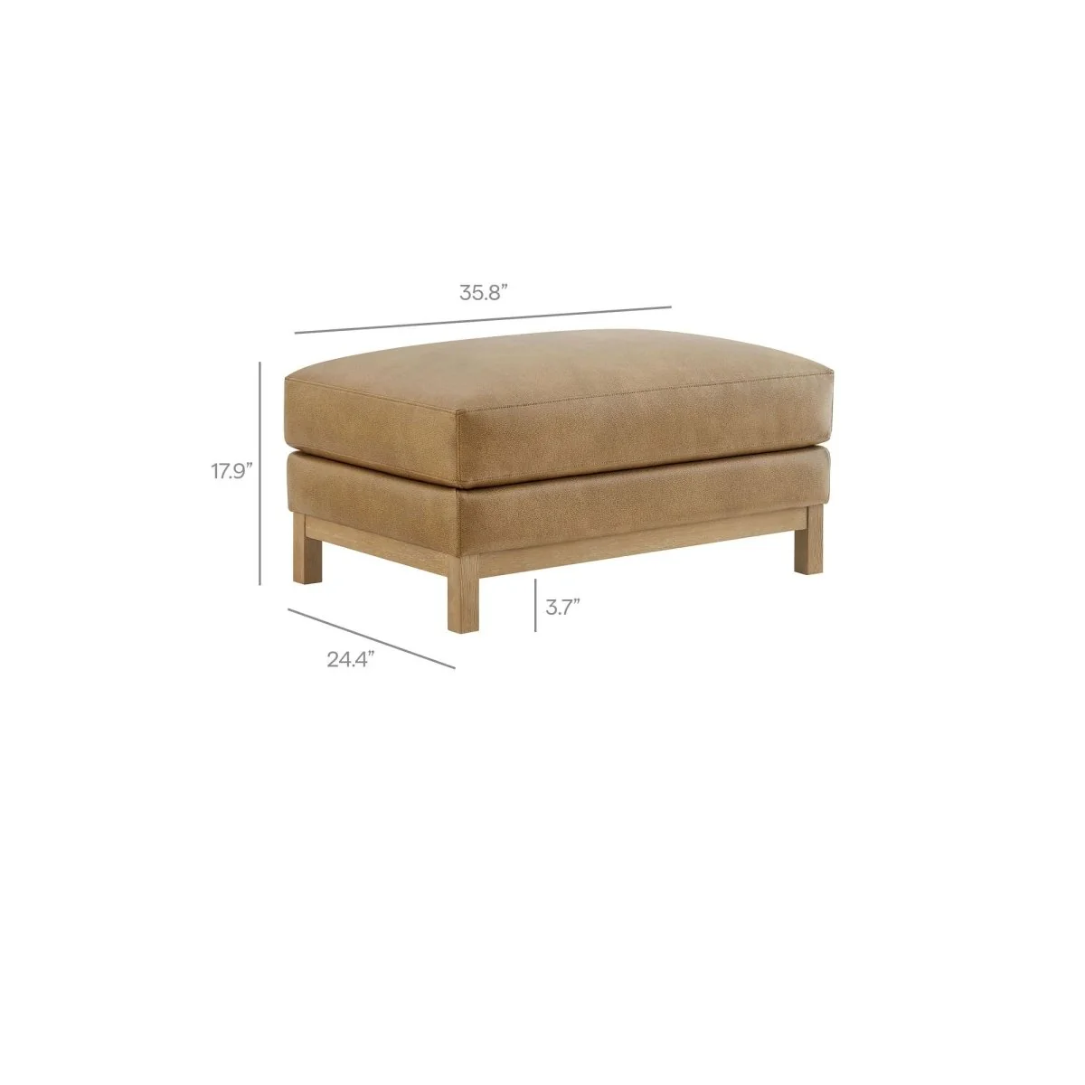 Rectangular Vegan Leather Ottoman – Upholstered 36 Inch - Image 9