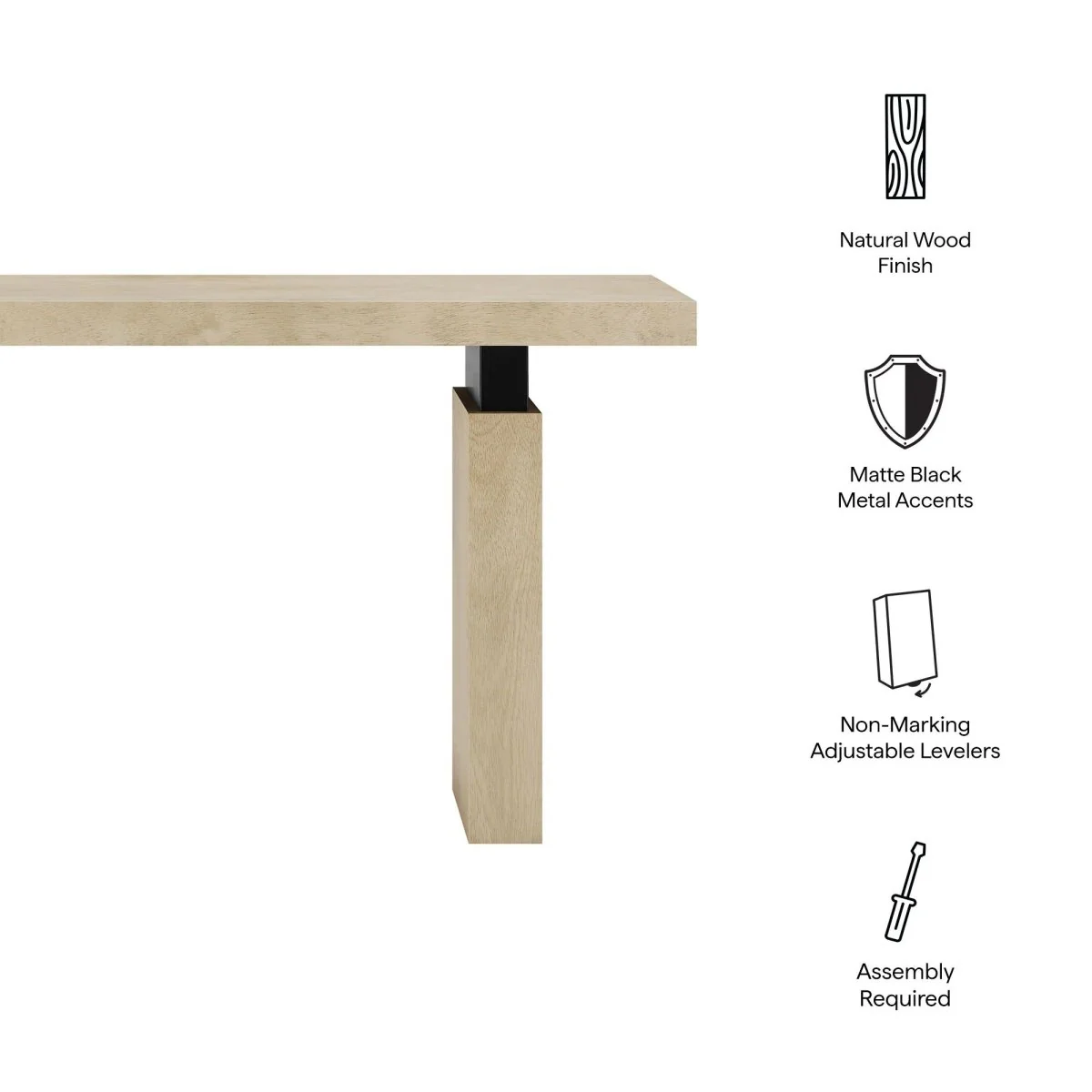 Rectangular Wood Console Table with Metal Supports – 52 Inch - Image 2
