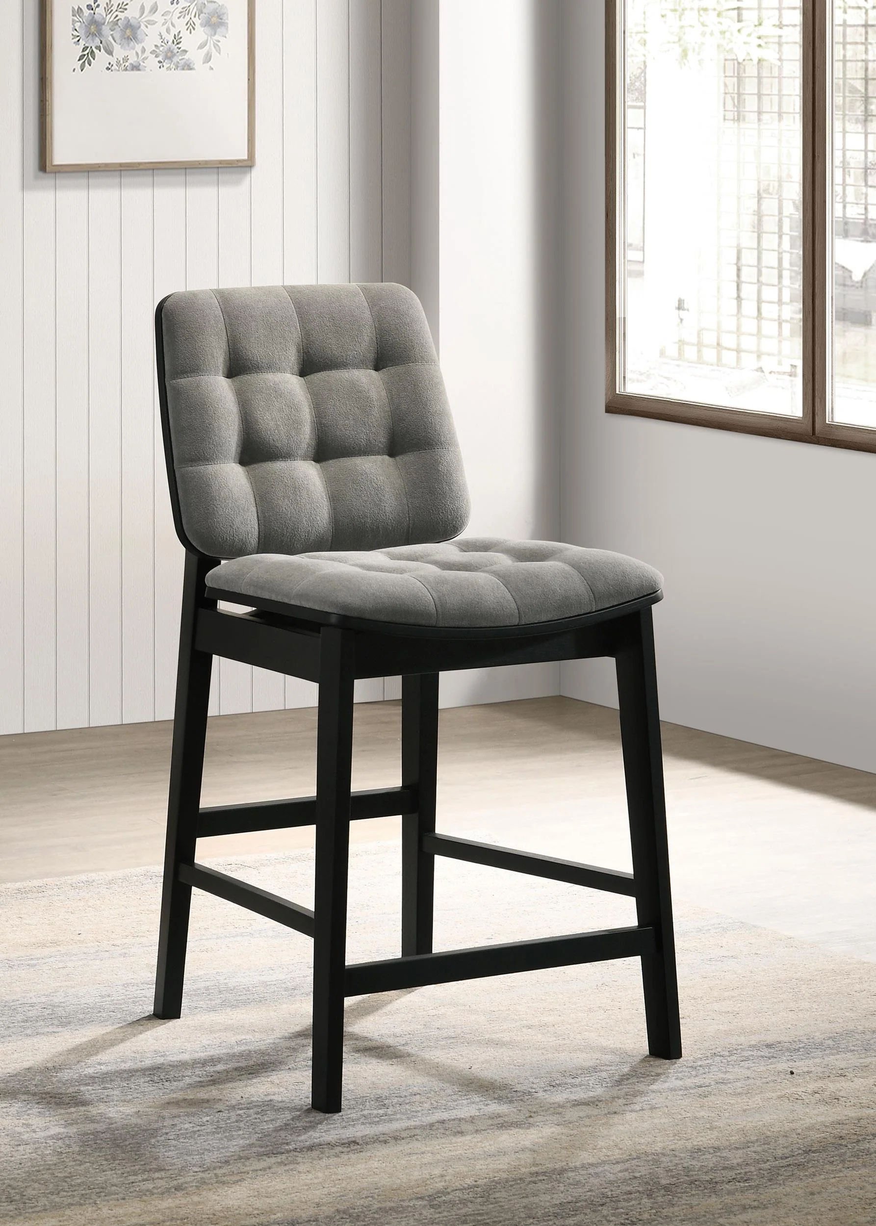 Redbridge Velvet Counter Chair - Grey and Black (Set of 2) - Image 2