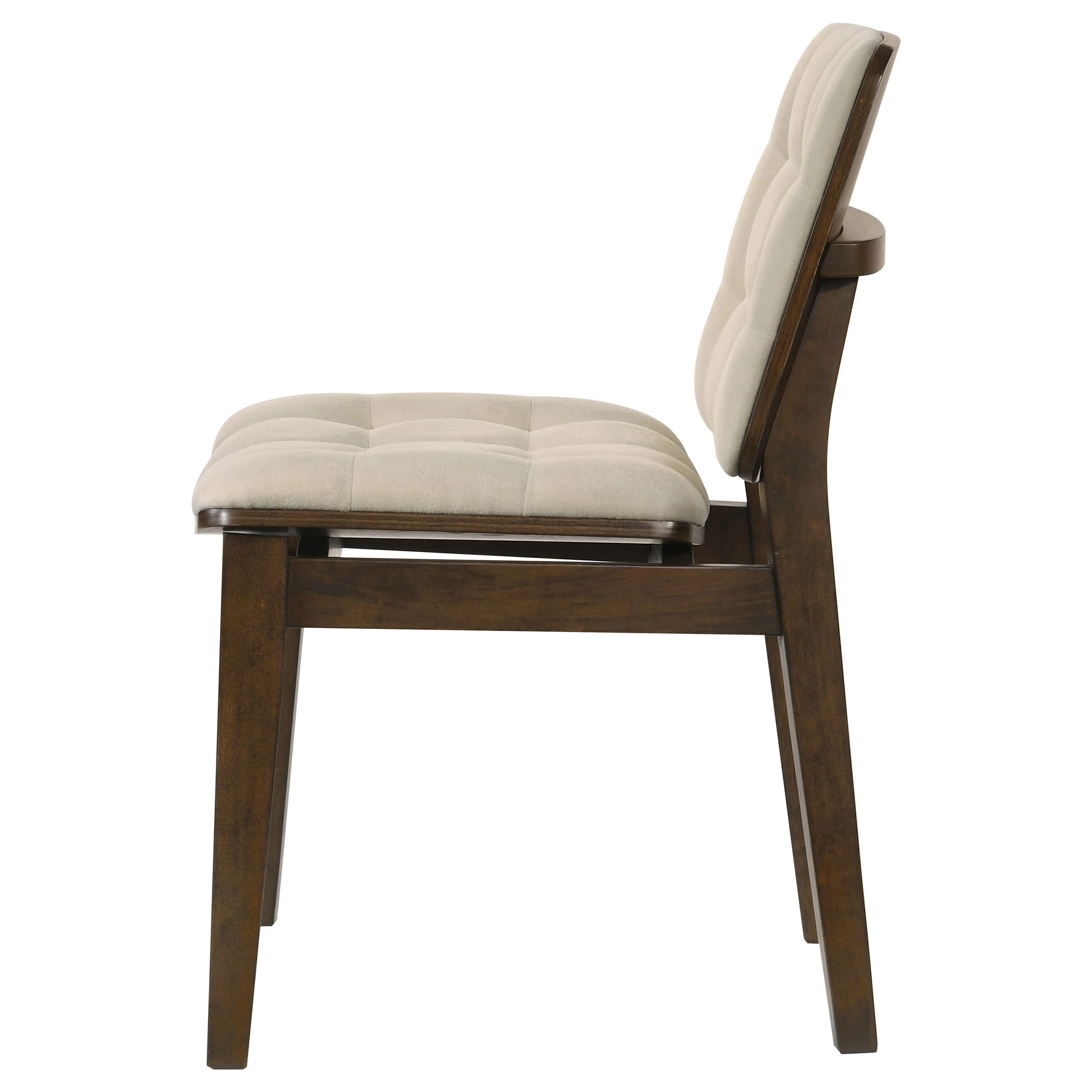 Redbridge Velvet Upholstered Side Chair, Cream and Walnut (Set of 2) - Image 2