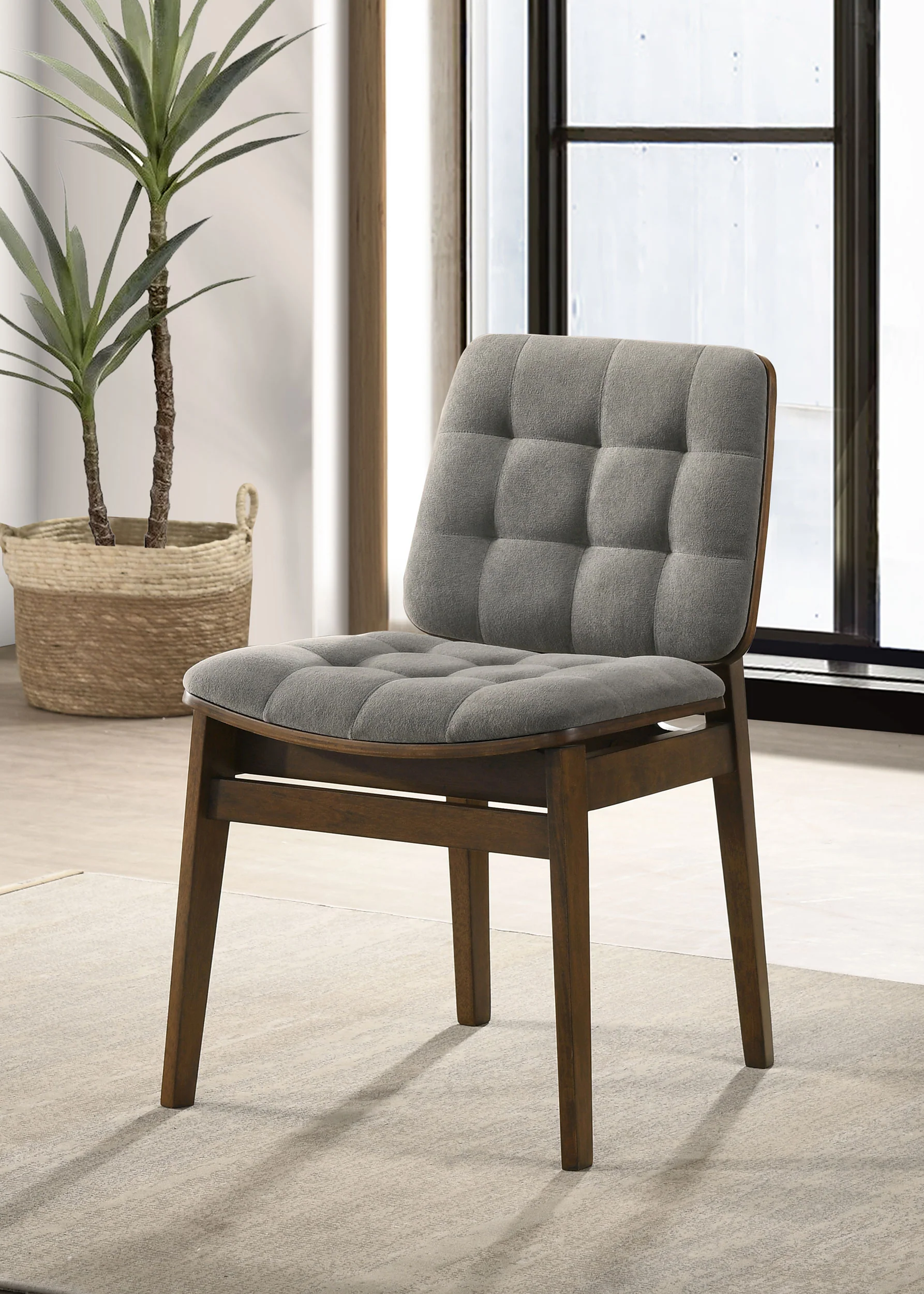 Redbridge Velvet Upholstered Side Chair, Grey and Walnut (Set of 2) - Image 5