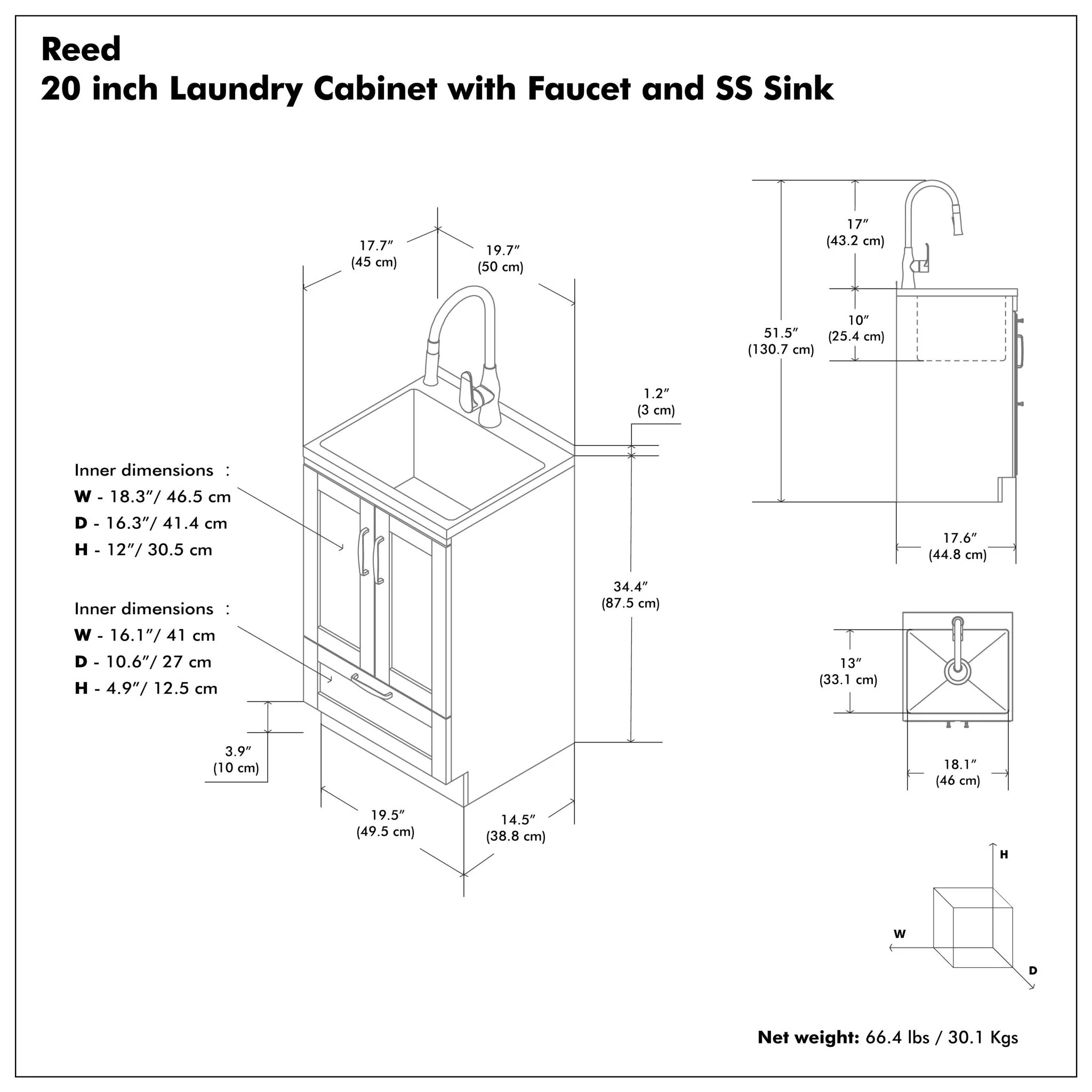 Reed - Deluxe Laundry Cabinet With Pull-Out Faucet And Stainless Steel Sink - Image 11