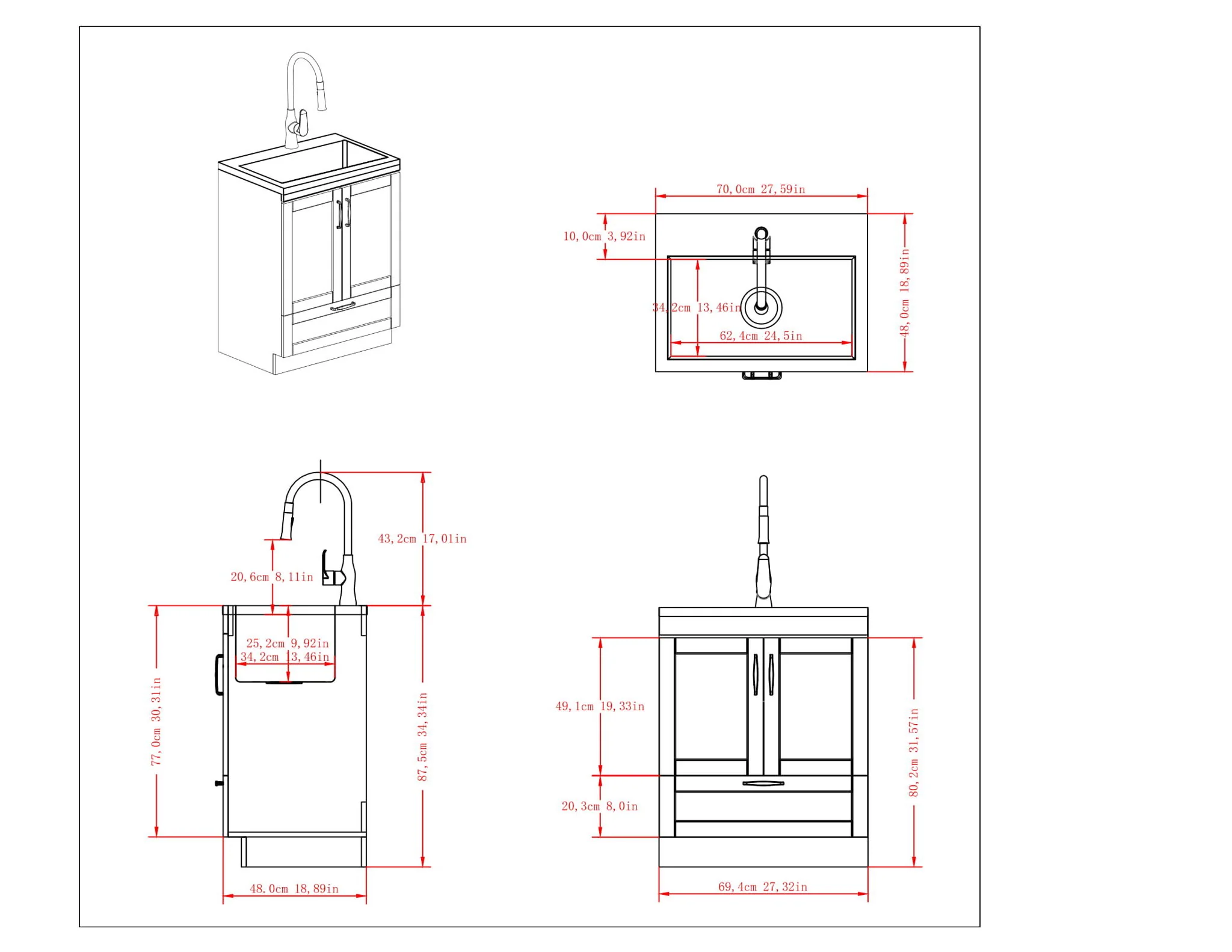 Reed - Deluxe Laundry Cabinet With Pull-Out Faucet And Stainless Steel Sink - Image 17