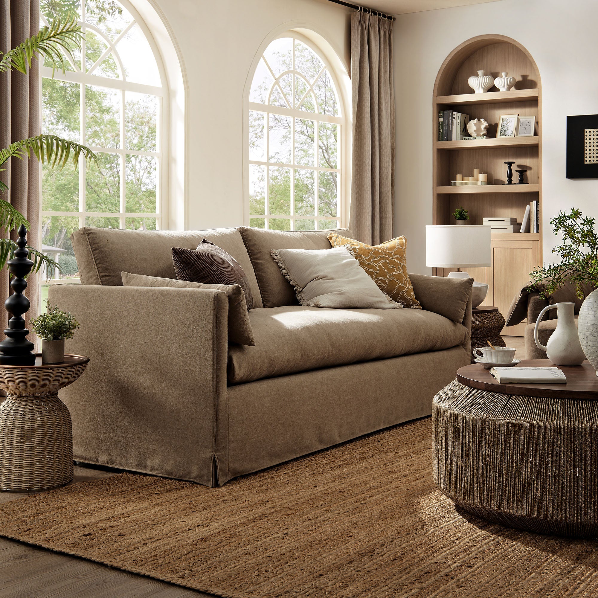 Refined Contemporary Slipcovered Fabric Sofa - Image 11