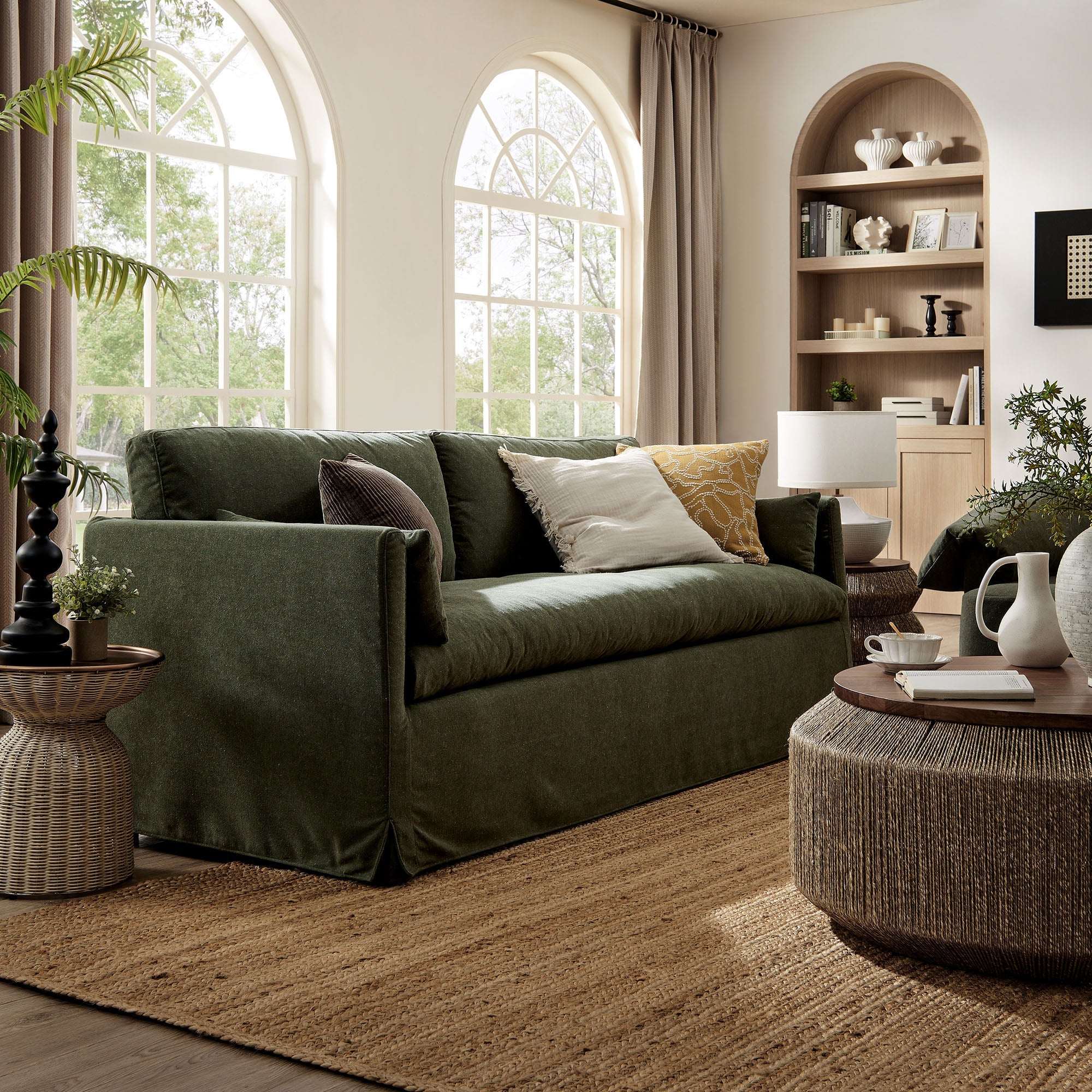 Refined Contemporary Slipcovered Fabric Sofa - Image 25