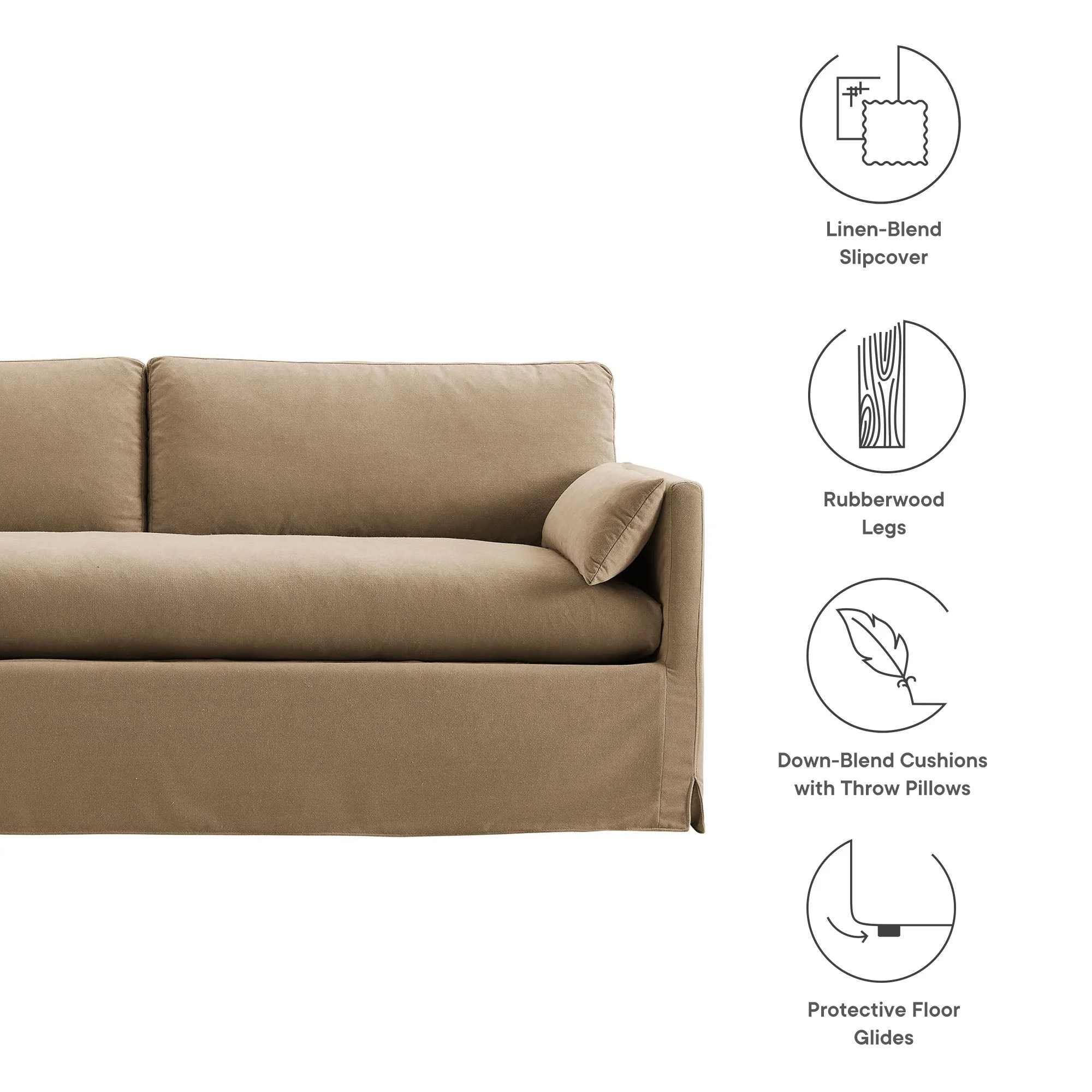 Refined Contemporary Slipcovered Fabric Sofa - Image 9