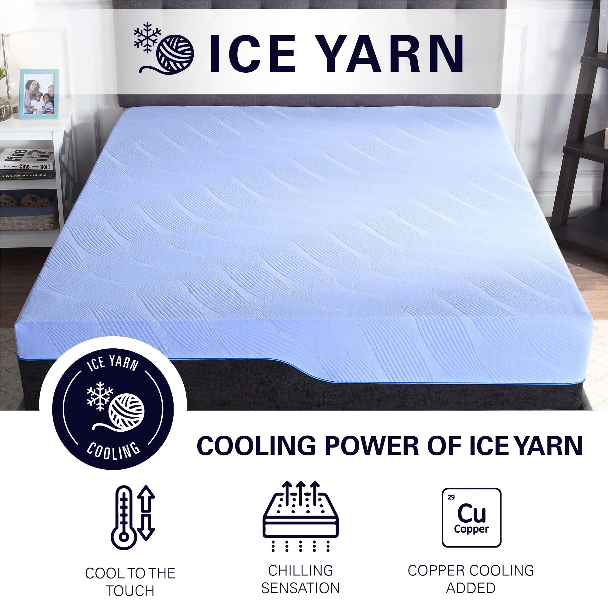 Refresh - 12" Flex Head Latex Foam Hybrid Mattress And Adjustable Base Bundle - Blue - King - Image 4