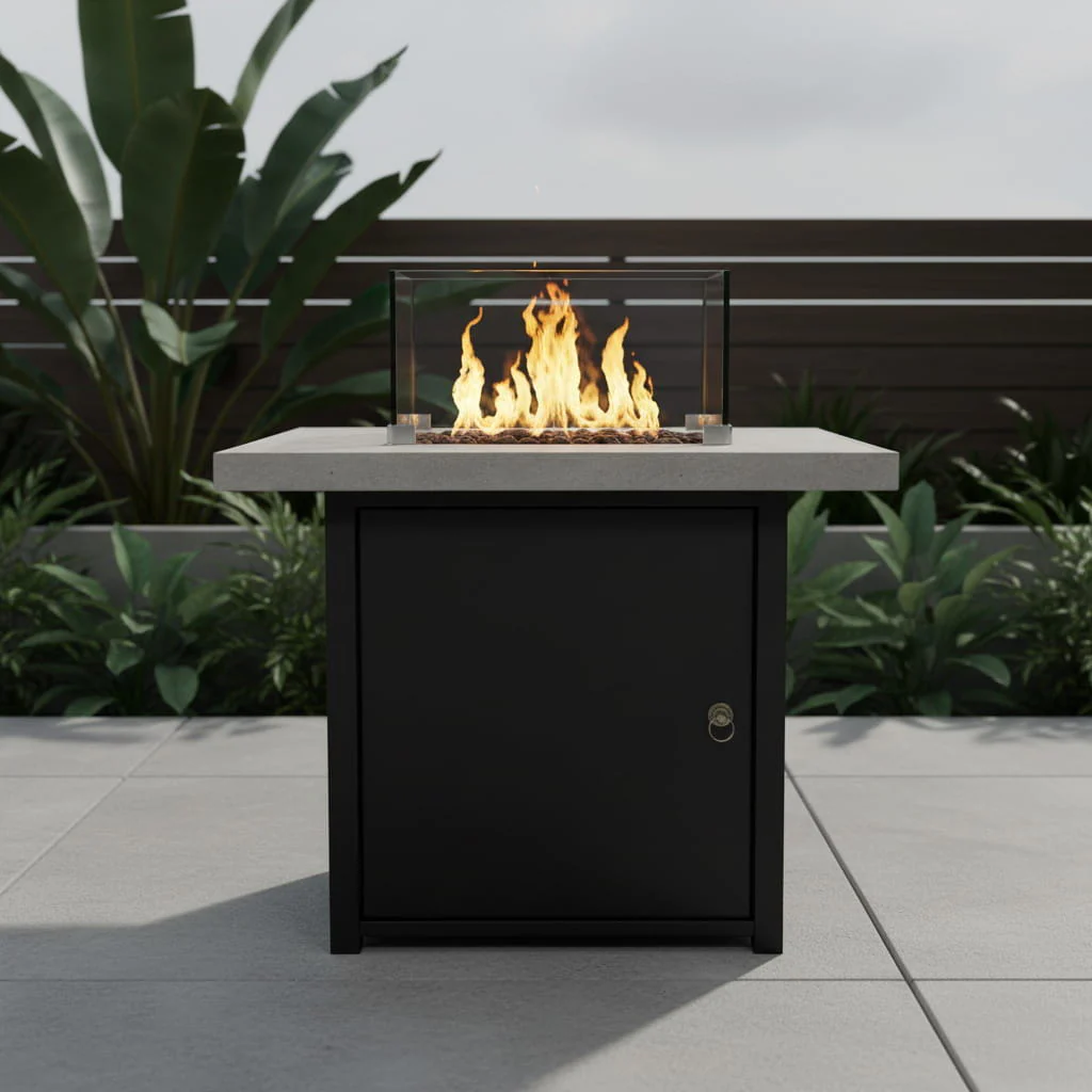 Reinforced Propane Fire Pit Table Heating Hearth Concrete 30x24in Black - Image 6