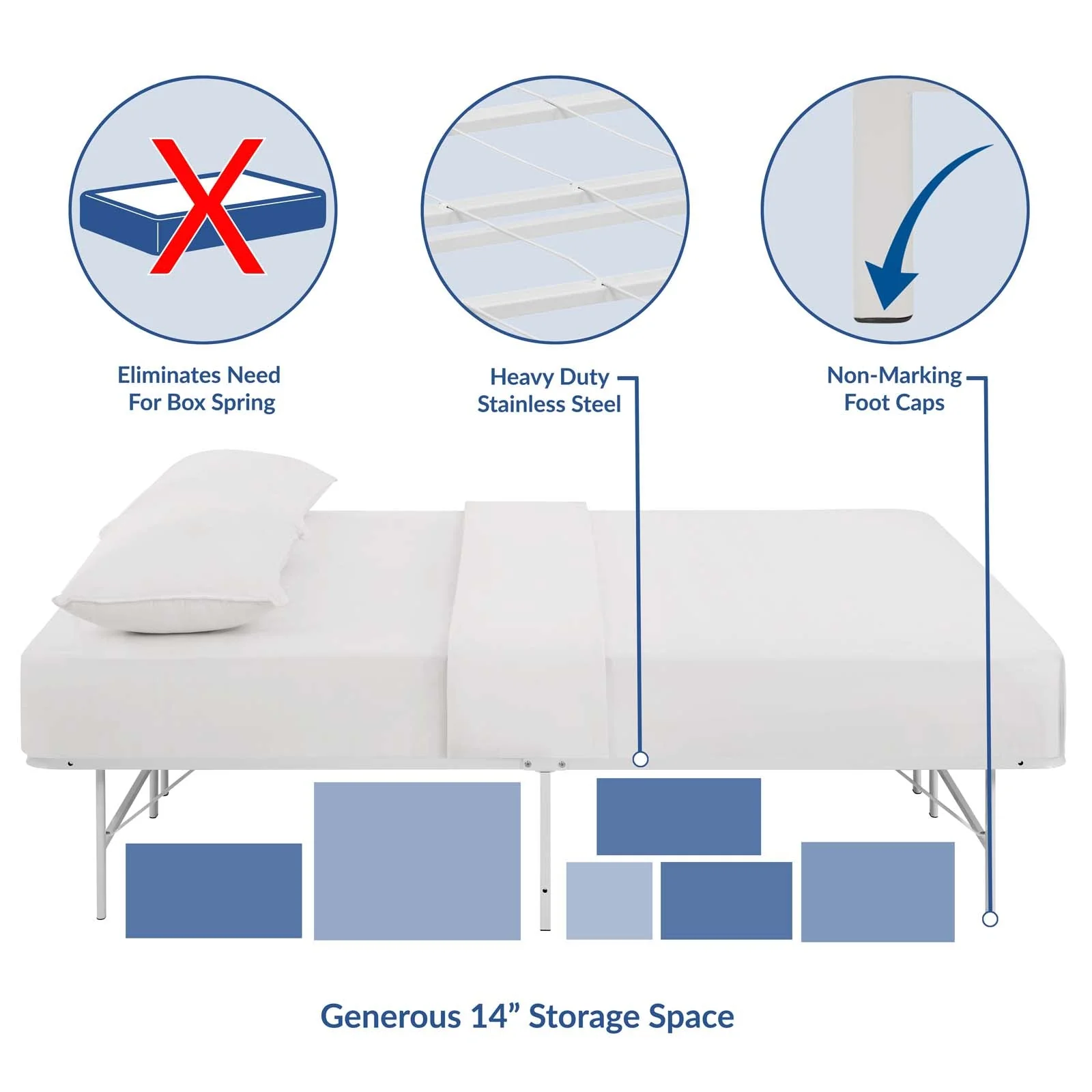 Reinforced Stainless Steel Folding Platform Bed Frame - Image 53